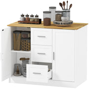 Kitchen Island with Storage Cabinets and 3 Drawers - White-DECOROLALA