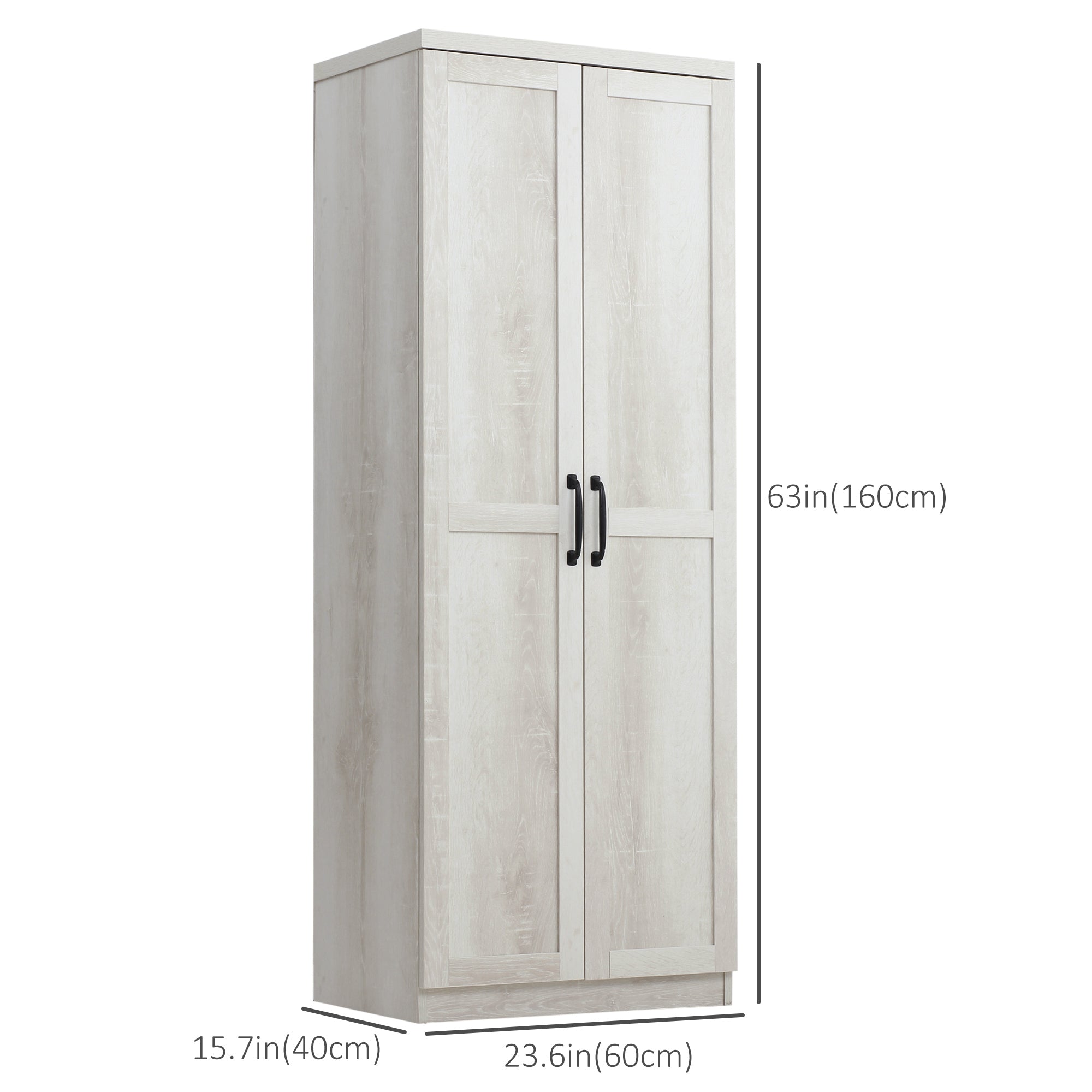 Kitchen Pantry Cabinet 63" 5-Tier Distressed White-DECOROLALA