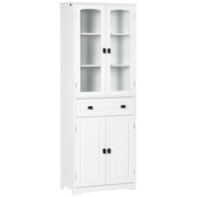 Kitchen Pantry Cabinet 63" White Glass Doors-DECOROLALA