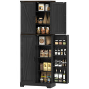 Kitchen Pantry Cabinet 64" Black - 10 Shelves-DECOROLALA