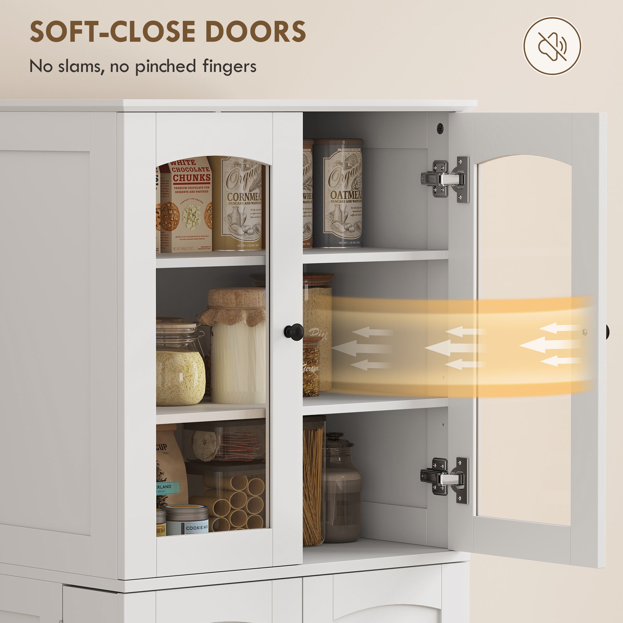 Kitchen Pantry Cabinet 64" White Acrylic-DECOROLALA