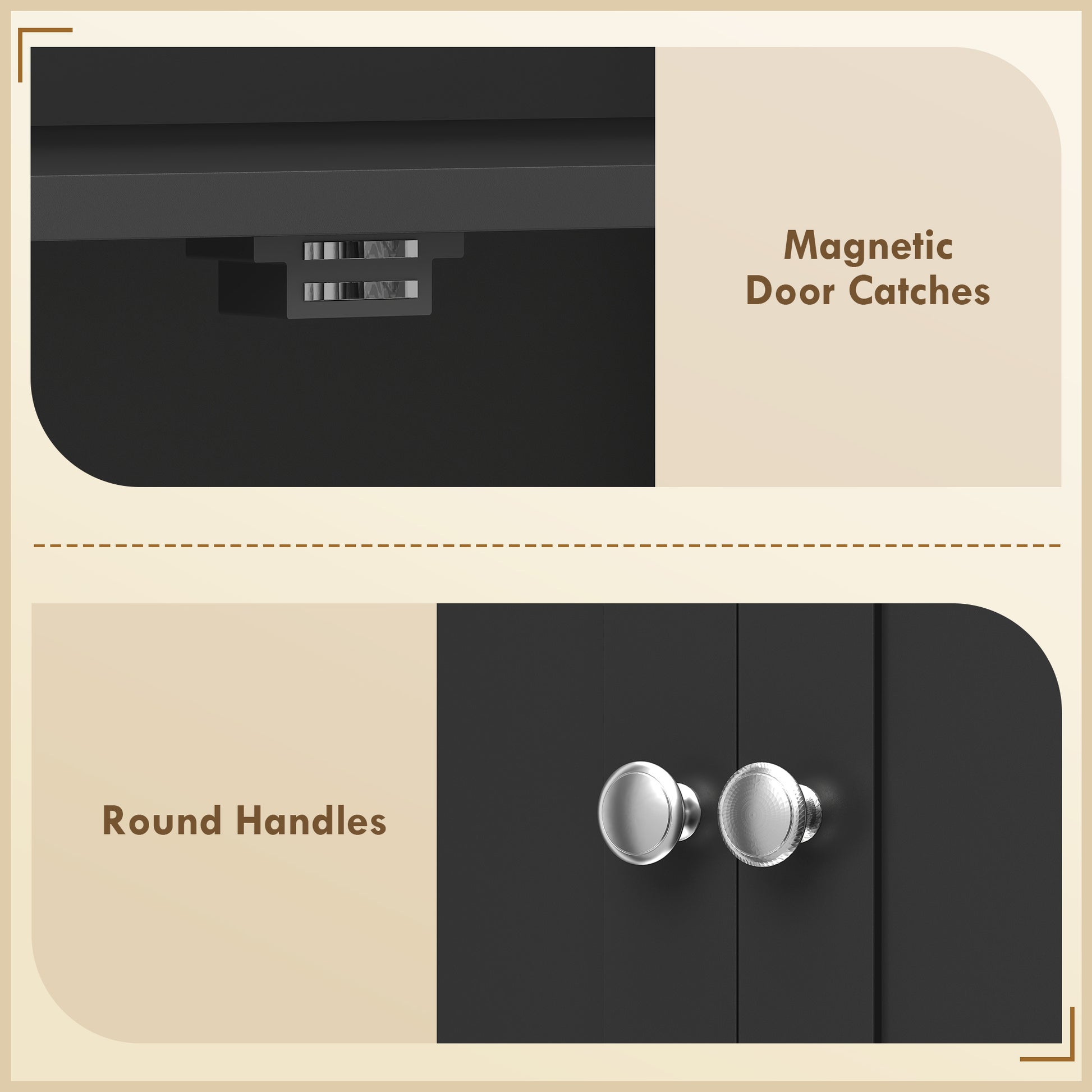 Kitchen Pantry Cabinet 65" 4 Door Black-DECOROLALA