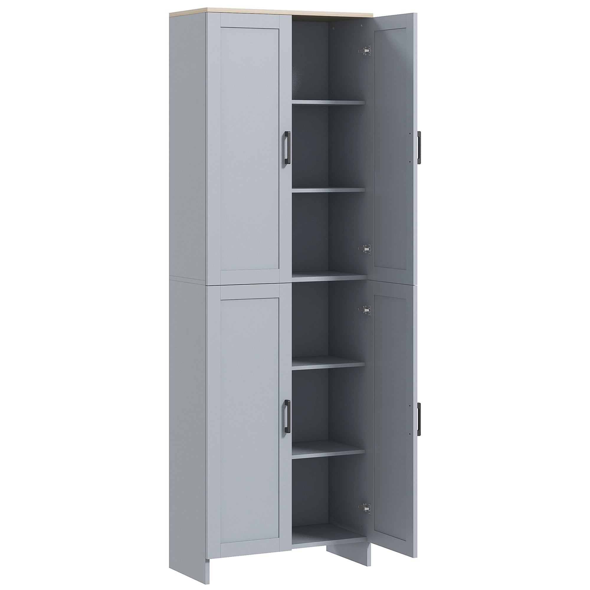 Kitchen Pantry Cabinet 67" 4-Door Grey-DECOROLALA