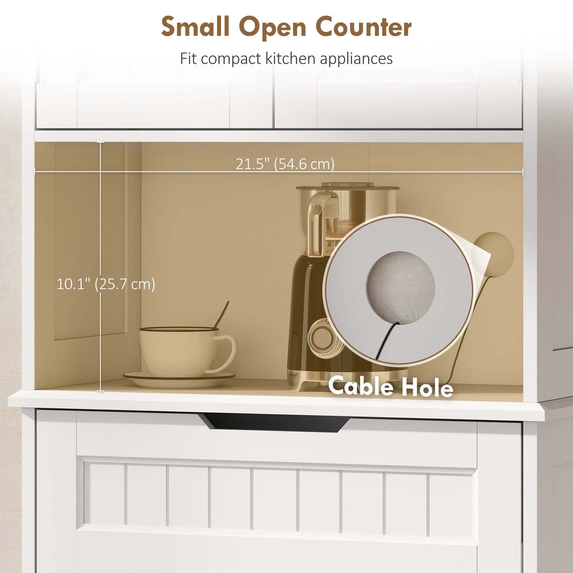 Kitchen Pantry Cabinet 68" Tall - White-DECOROLALA