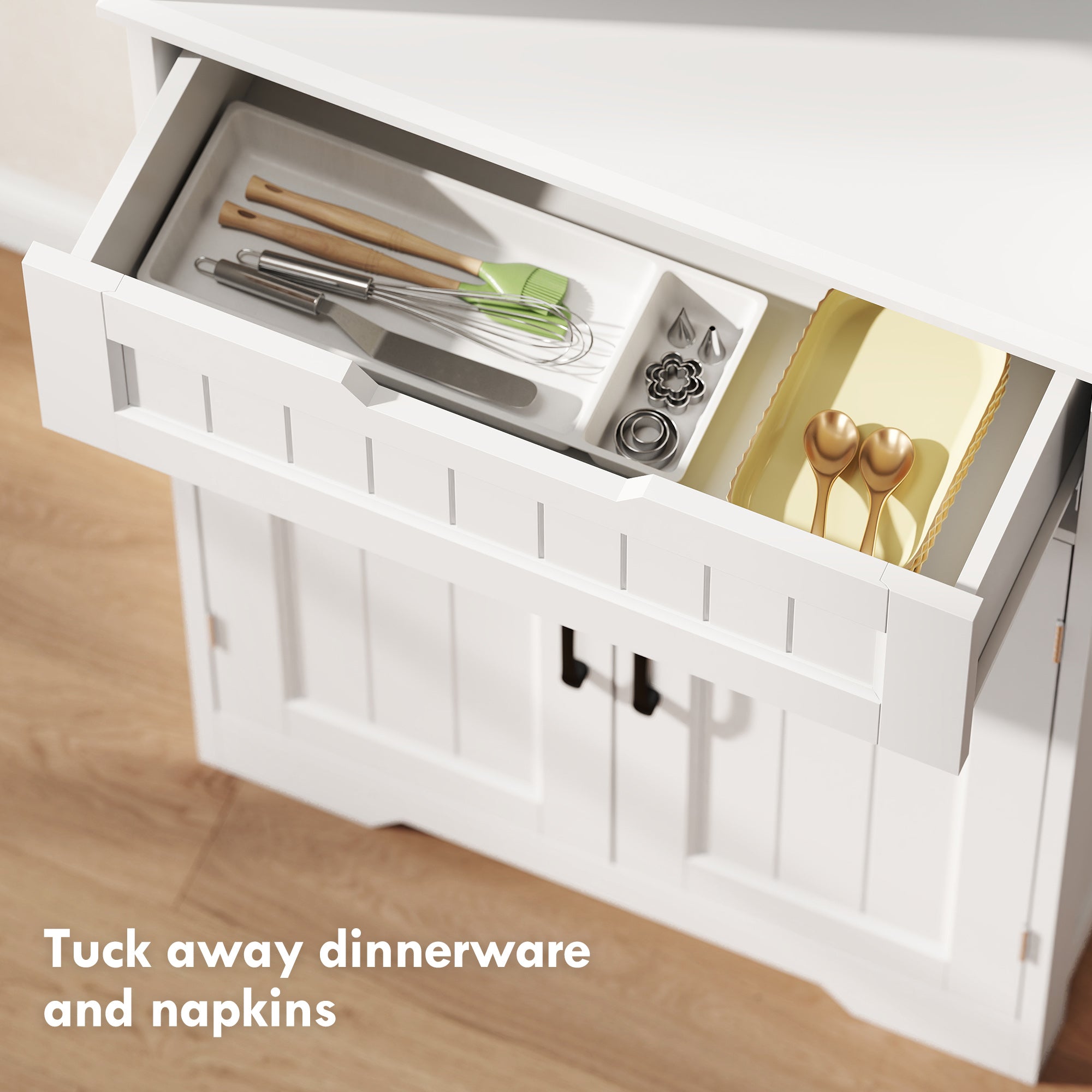 Kitchen Pantry Cabinet 68" Tall - White-DECOROLALA