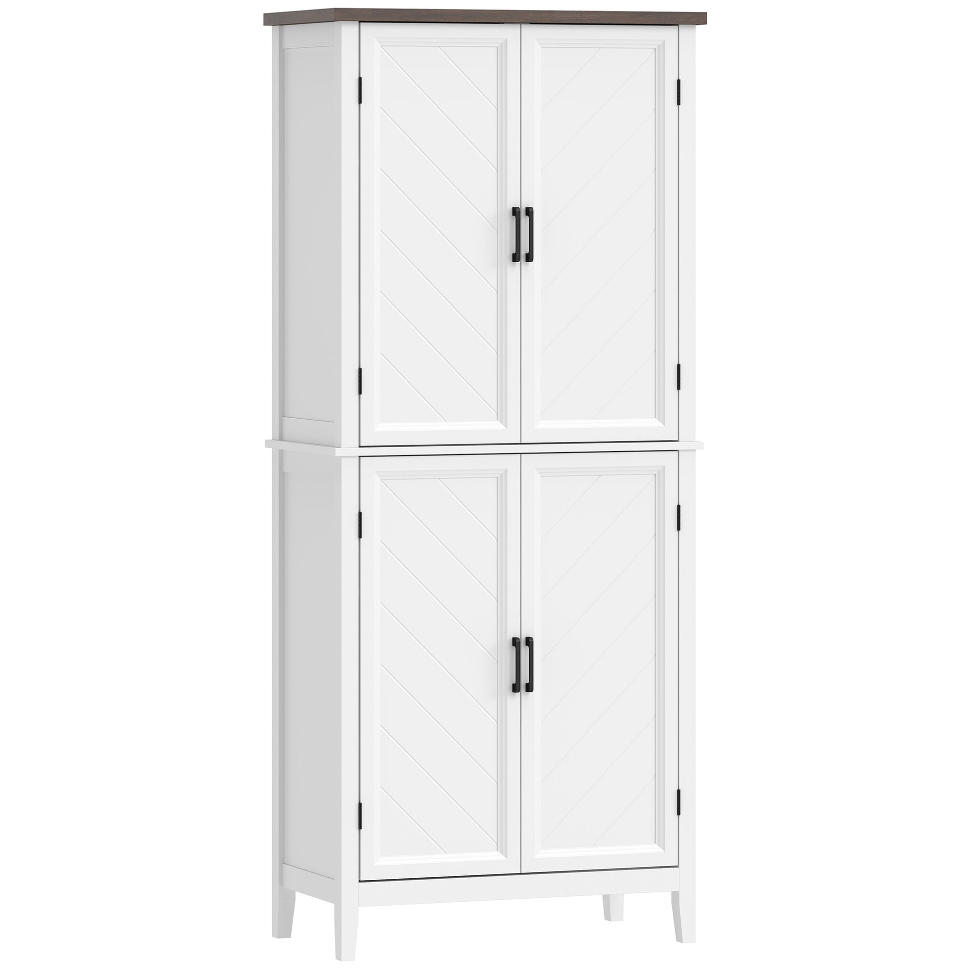 Kitchen Pantry Cabinet 70" White Farmhouse-DECOROLALA