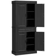 Kitchen Pantry Cabinet 71" - Distressed Black-DECOROLALA