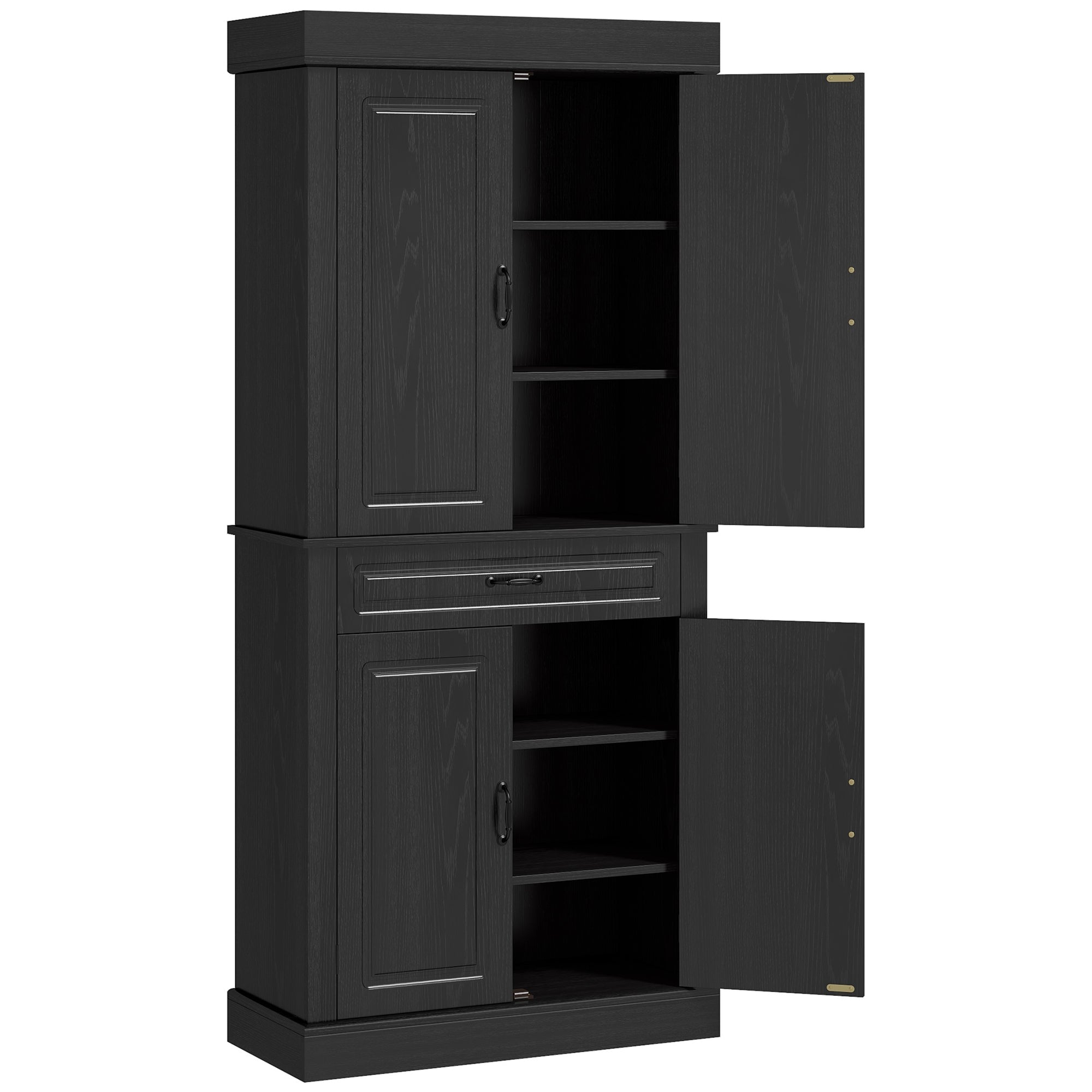 Kitchen Pantry Cabinet 71" - Distressed Black-DECOROLALA