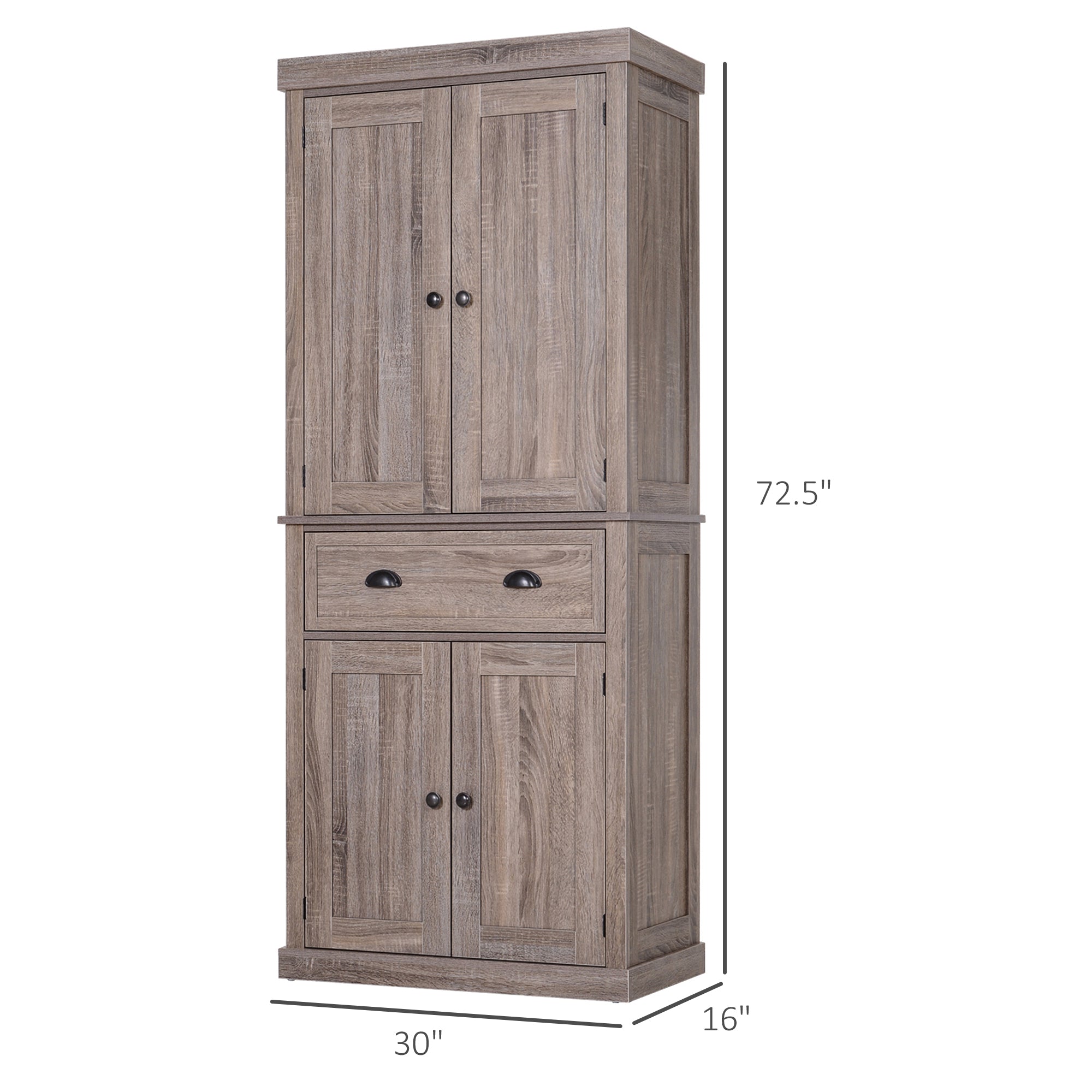 Kitchen Pantry Cabinet 72" - Dark Wood Grain-DECOROLALA
