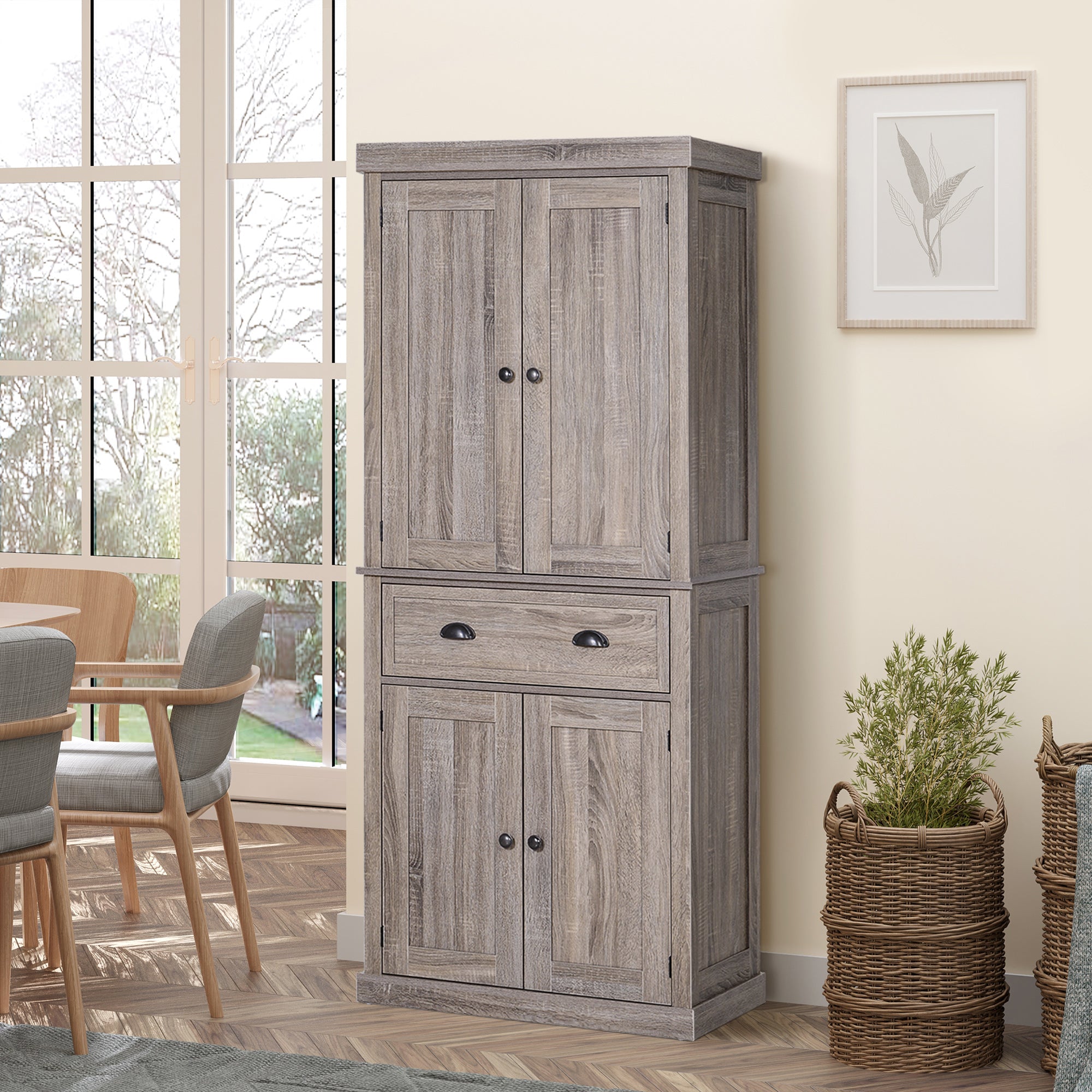 Kitchen Pantry Cabinet 72" - Dark Wood Grain-DECOROLALA