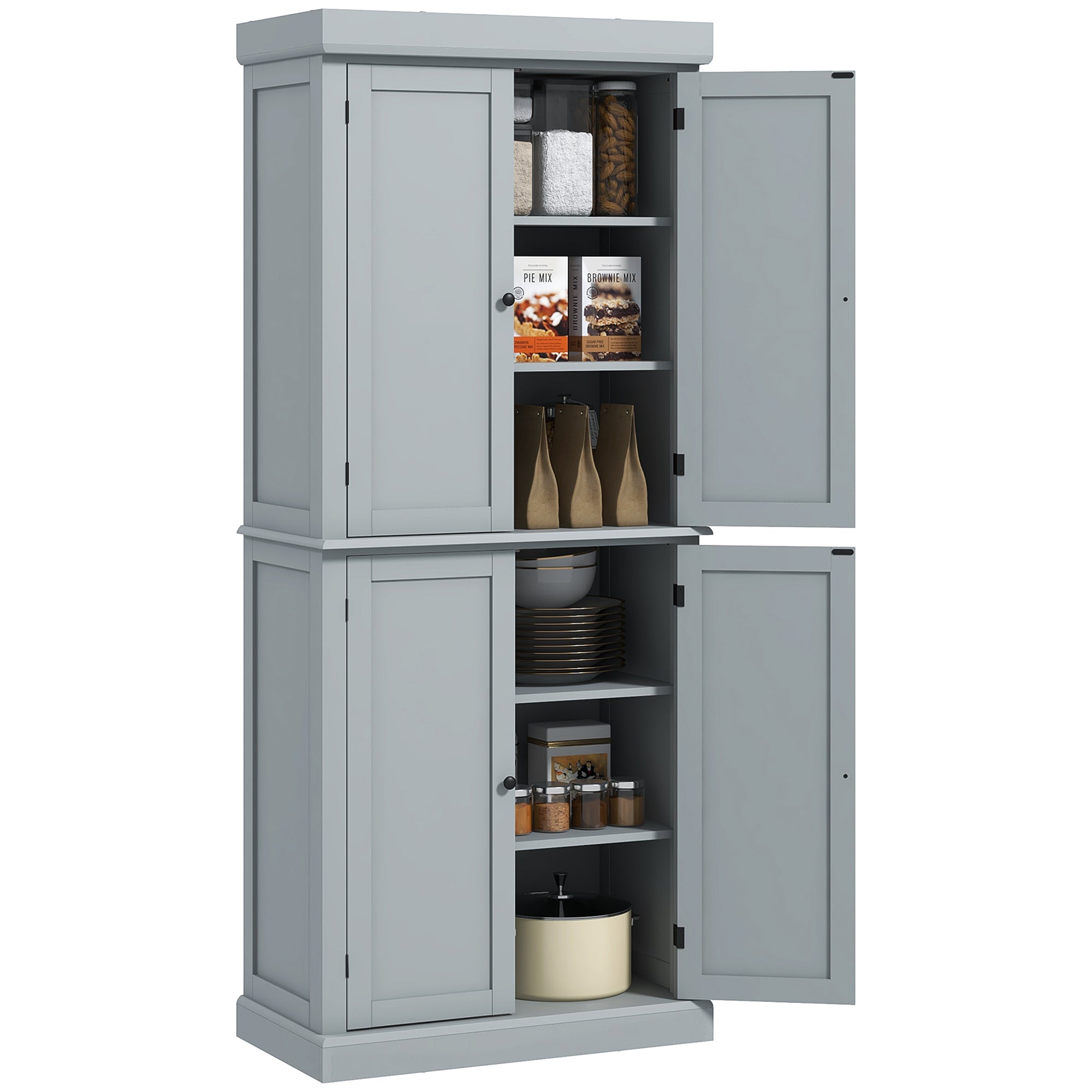 Kitchen Pantry Cabinet 72.5" - Grey 6-Tier-DECOROLALA
