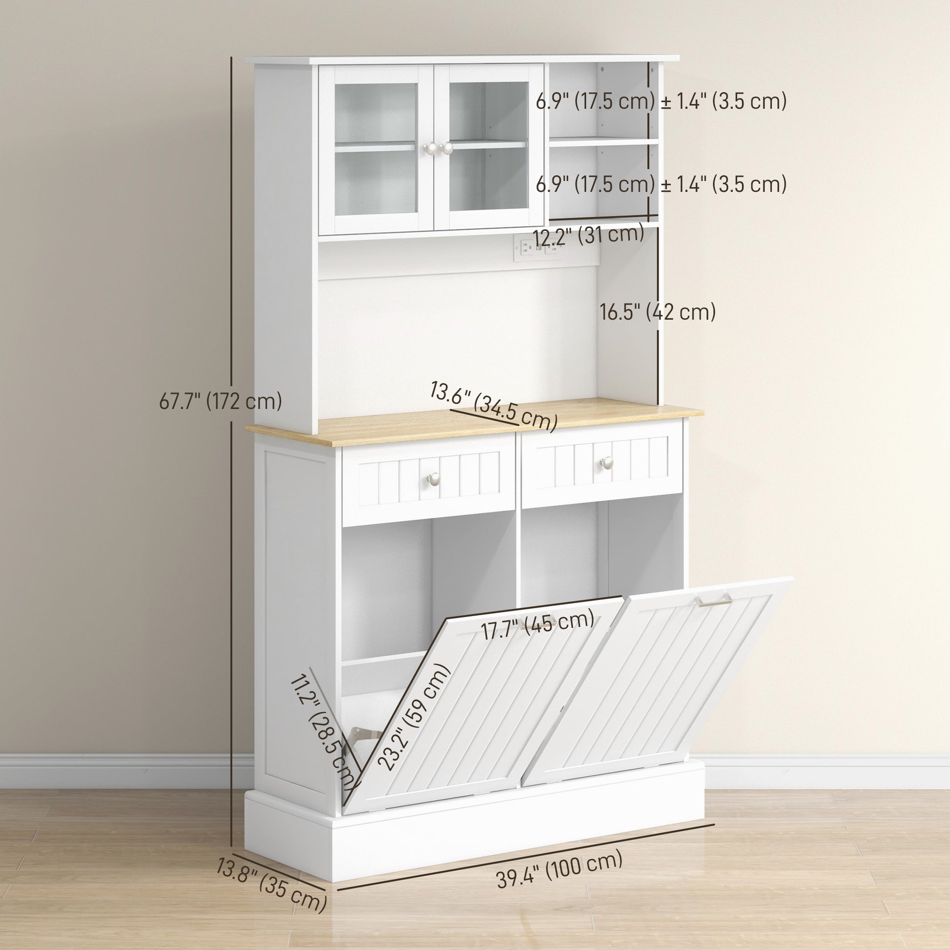 Kitchen Pantry Cabinet - Charging Station White-DECOROLALA