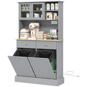 Kitchen Pantry Cabinet - Grey Charging Station-DECOROLALA