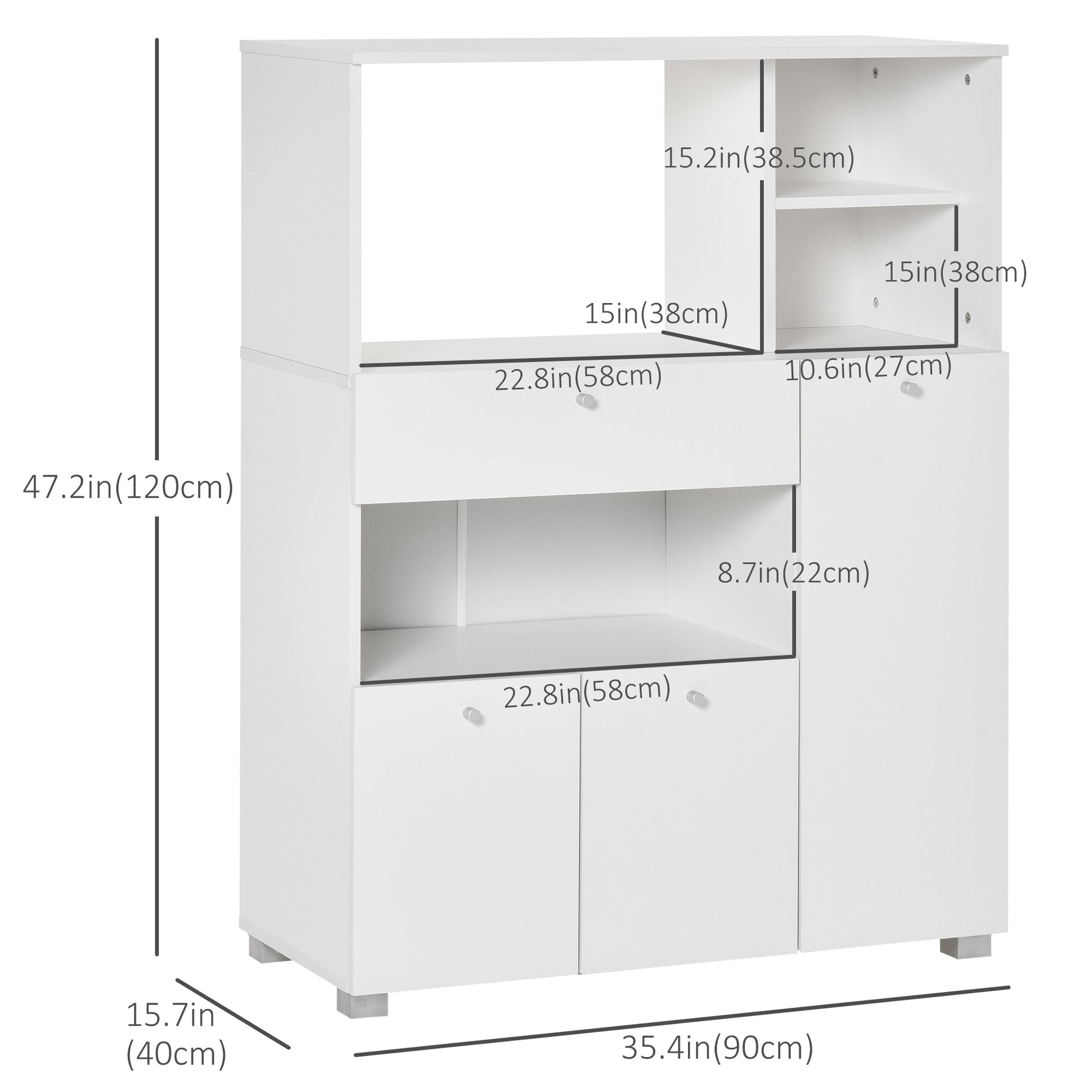 Kitchen Pantry Cabinet - White 47.2"H-DECOROLALA