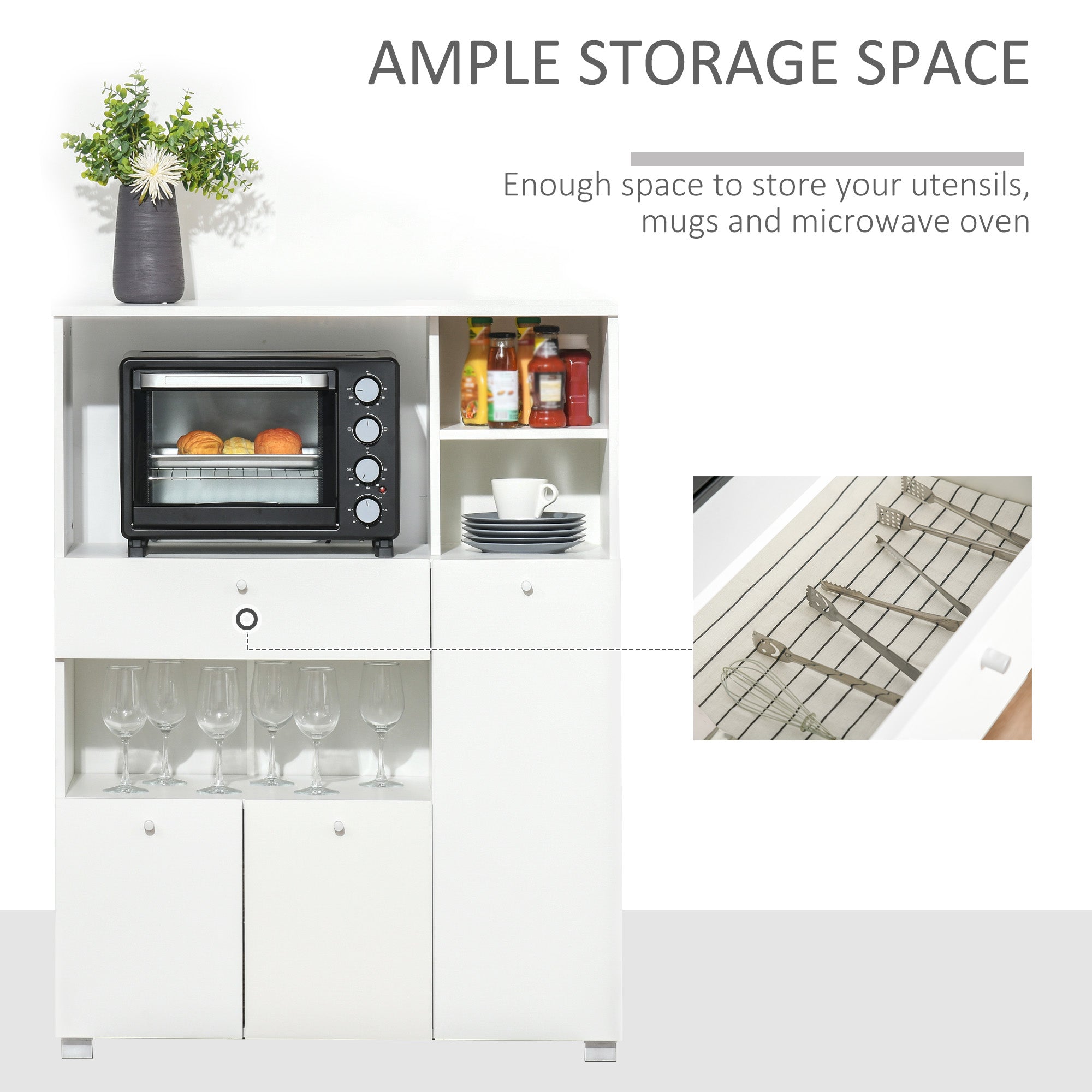 Kitchen Pantry Cabinet - White 47.2"H-DECOROLALA