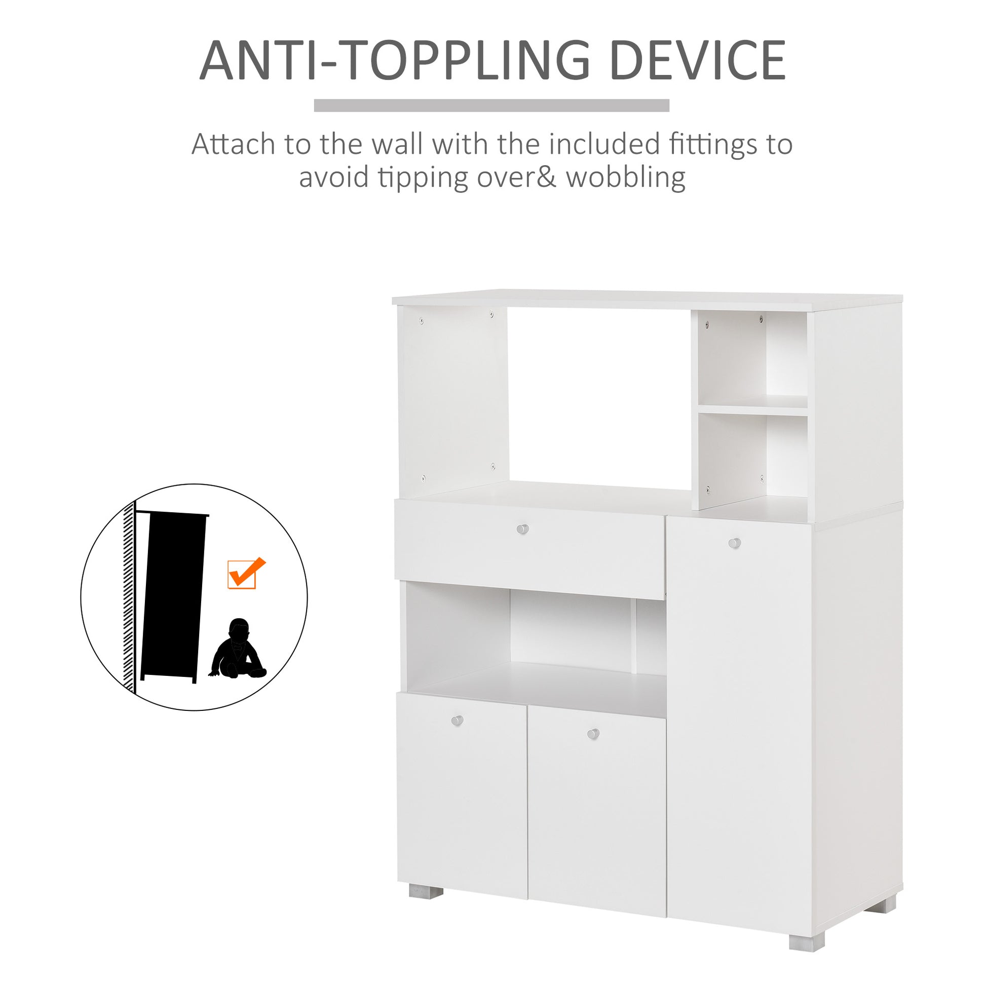 Kitchen Pantry Cabinet - White 47.2"H-DECOROLALA