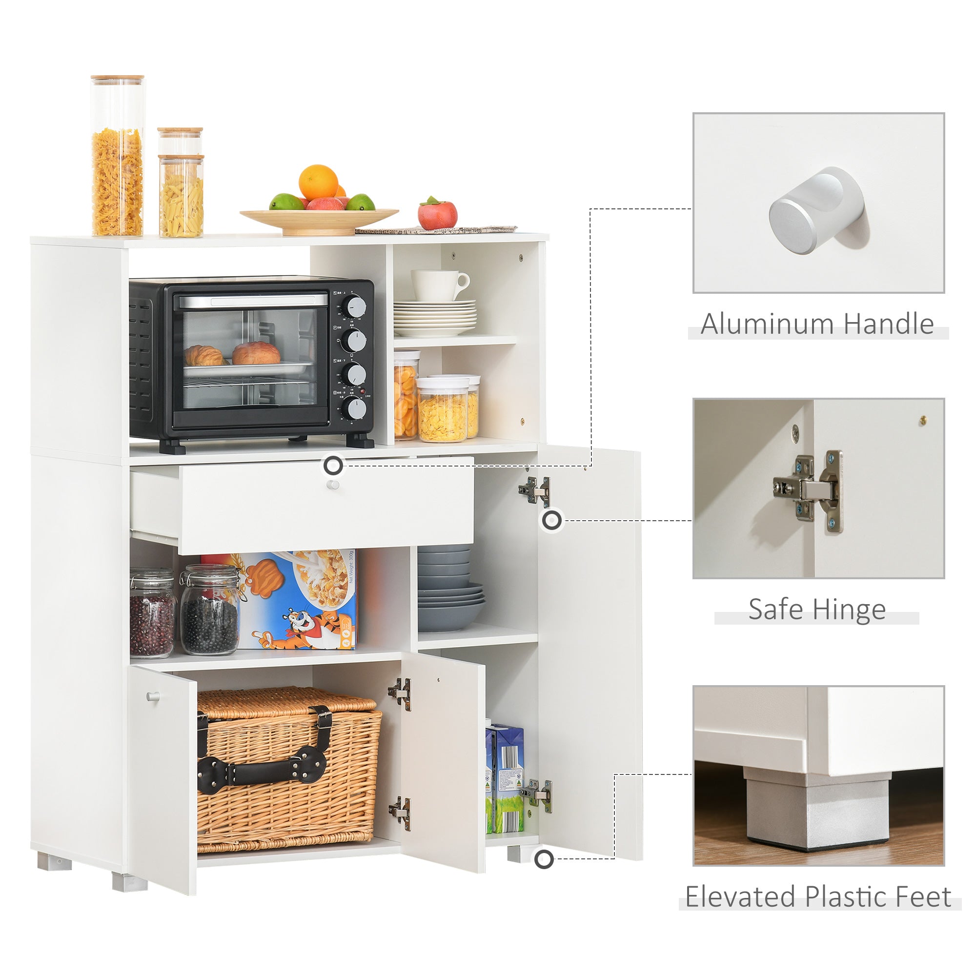 Kitchen Pantry Cabinet - White 47.2"H-DECOROLALA