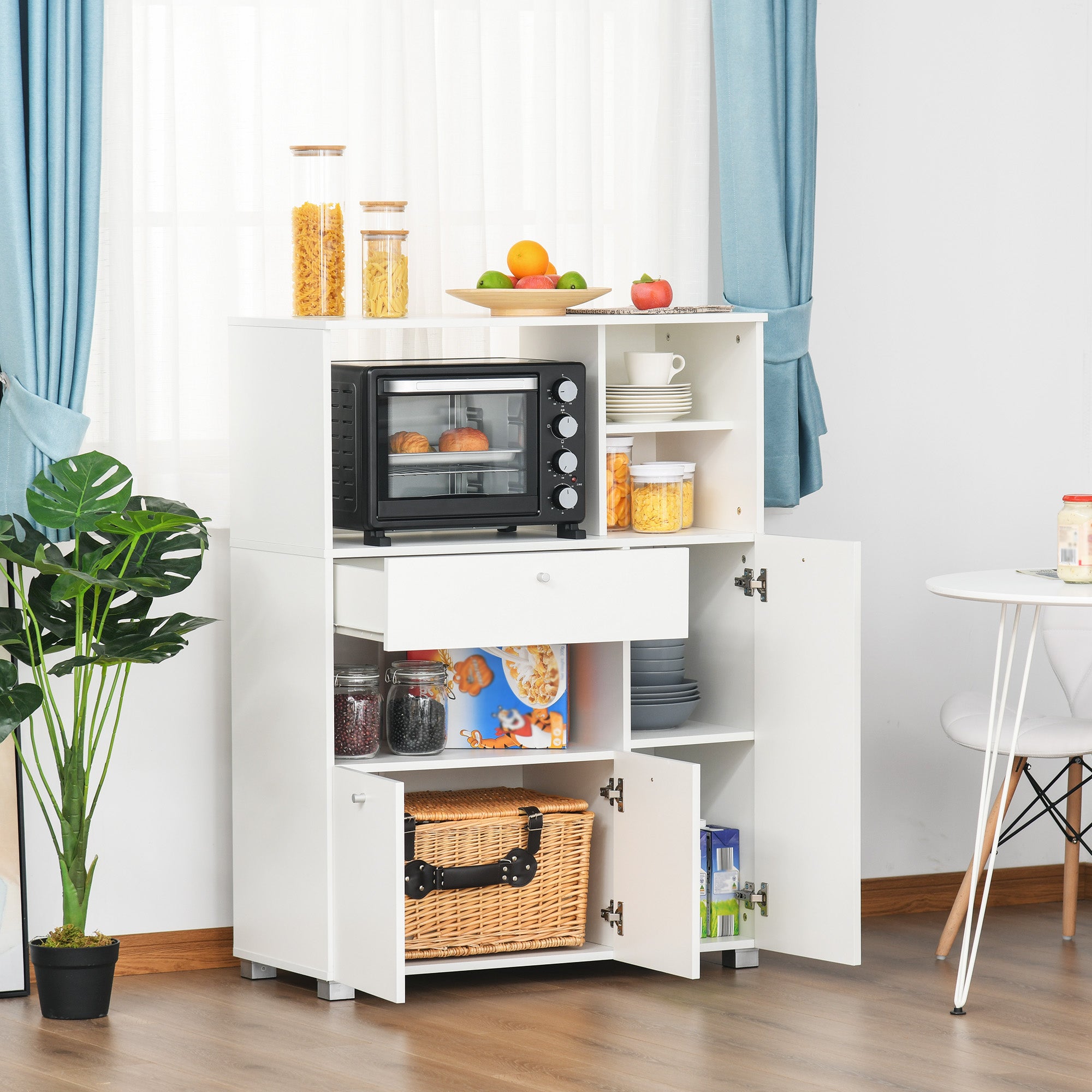 Kitchen Pantry Cabinet - White 47.2"H-DECOROLALA