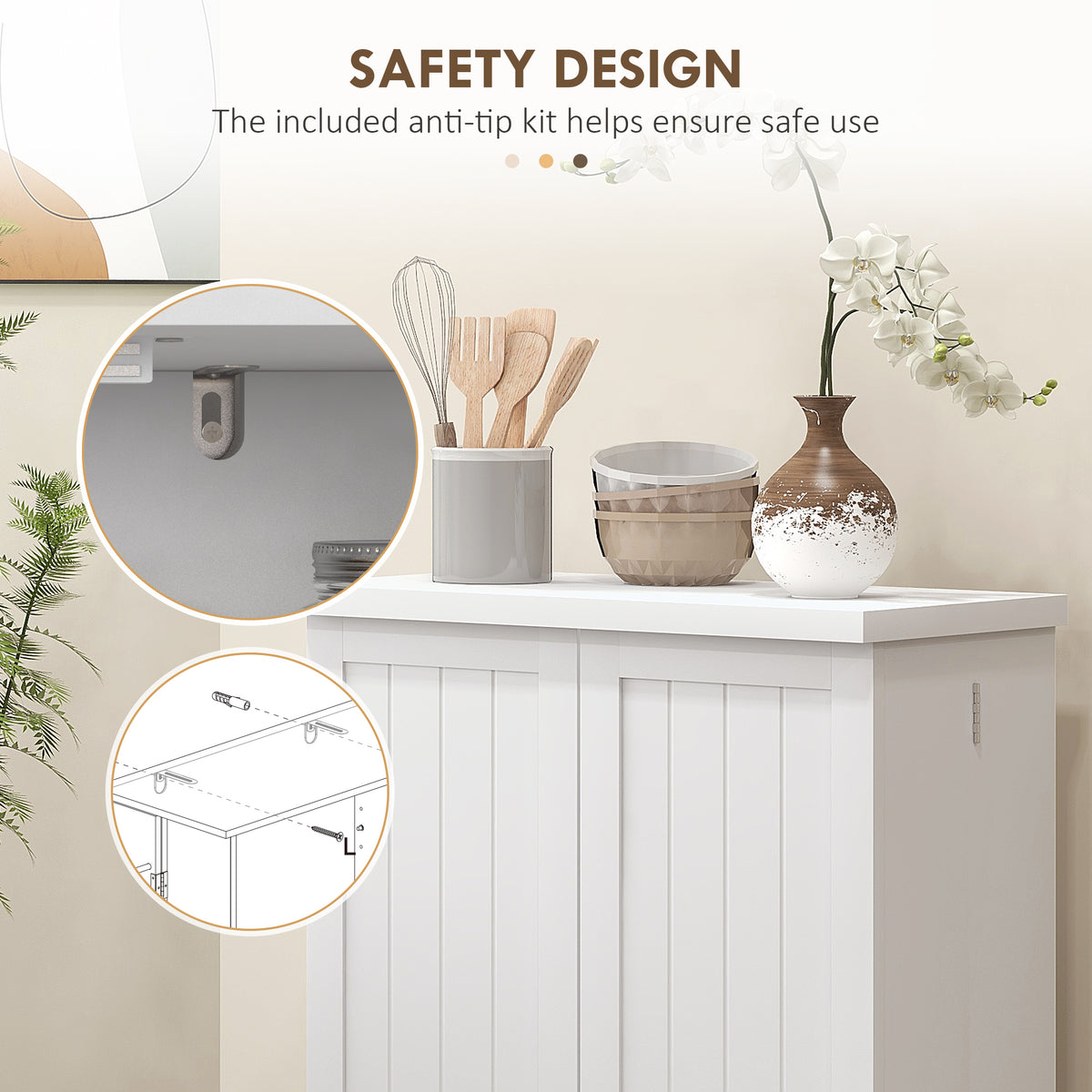 Kitchen Pantry Cabinet - White 5-Tier Storage with Spice Racks-Home Furnishings > Storage & Organization > Kitchen Pantry Cabinets-DECOROLALA