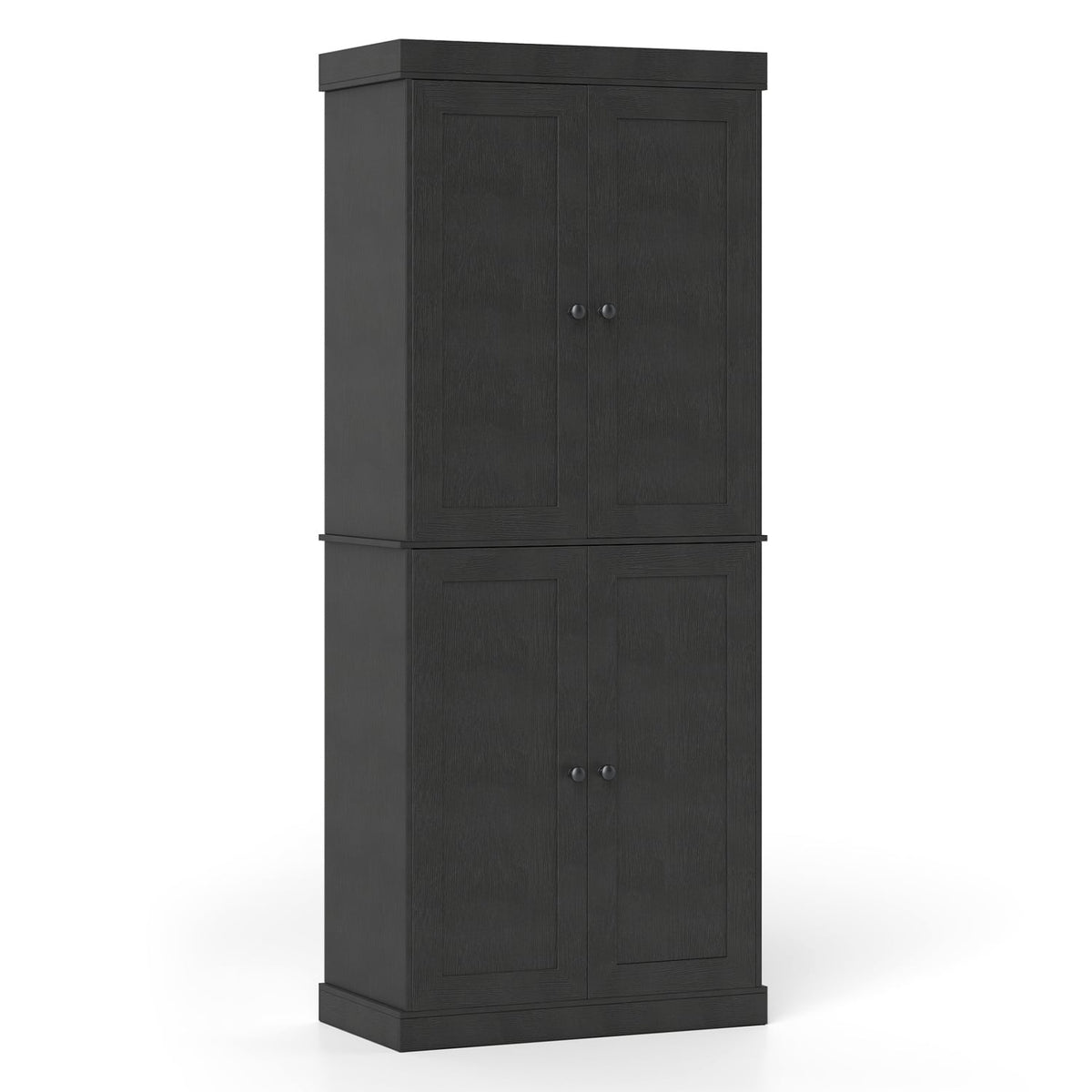 Kitchen Pantry Cabinet with 2 Adjustable Shelves and Anti-Tipping Kits for Living Room-Black-Storage Cabinets & Chests-DECOROLALA