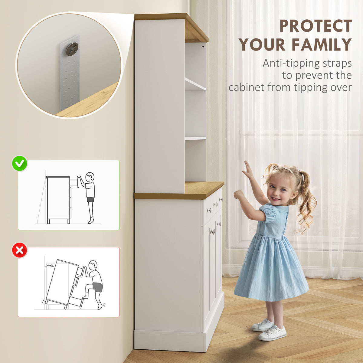 Kitchen Pantry Cabinet with Drawers - White 40"W Storage-Pantry Cabinets-DECOROLALA