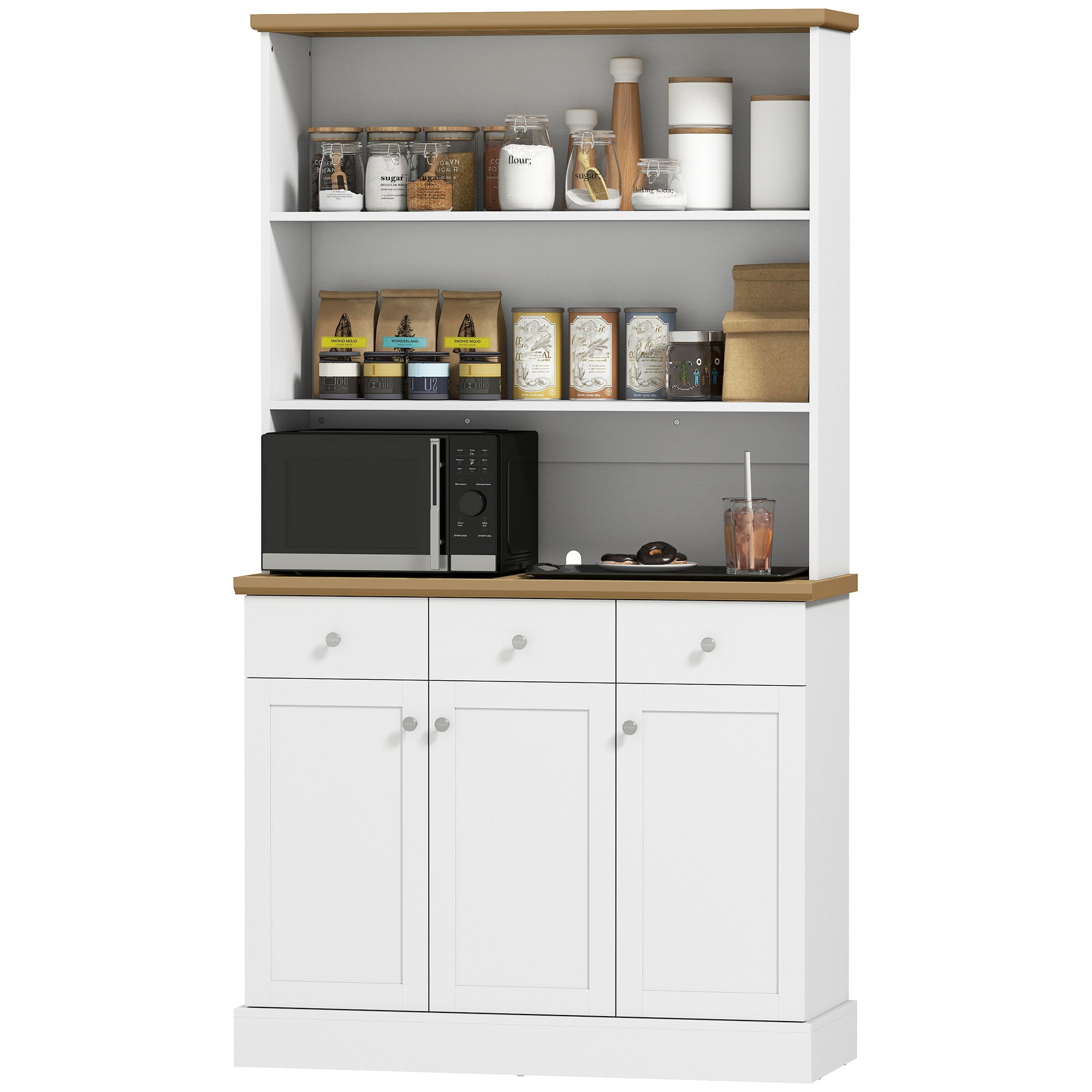 Kitchen Pantry Cabinet with Drawers - White 40"W Storage-DECOROLALA