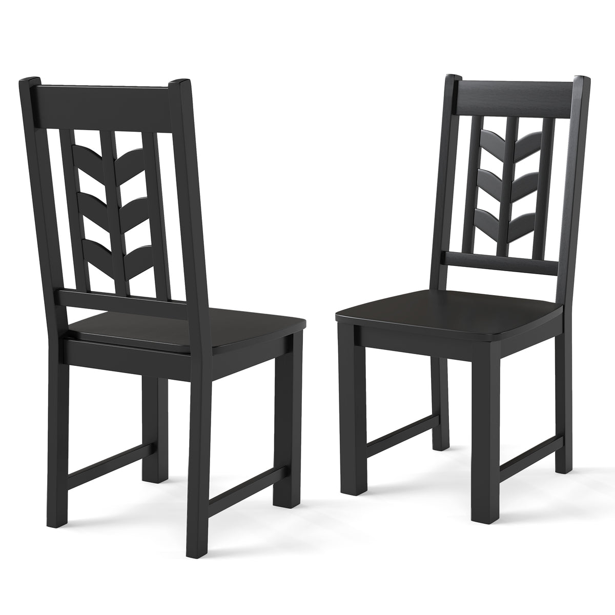 Kitchen Side Dining Chair Set of 2 with Rubber Wood Frame-Black-Dining Chairs-DECOROLALA