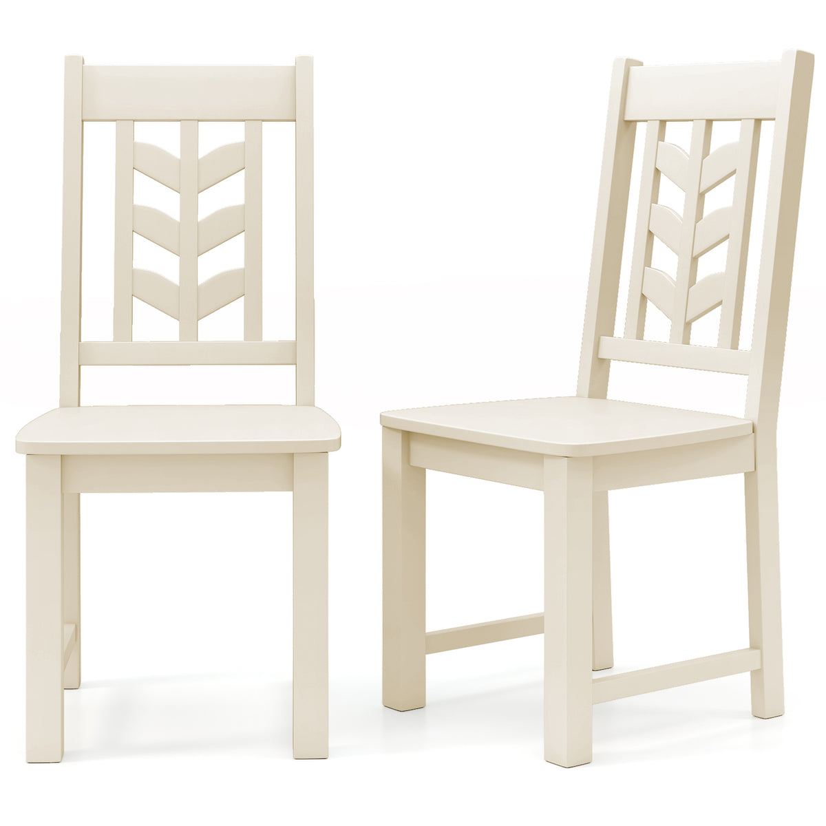 Kitchen Side Dining Chair Set of 2 with Rubber Wood Frame-Cream White-Dining Chairs-DECOROLALA