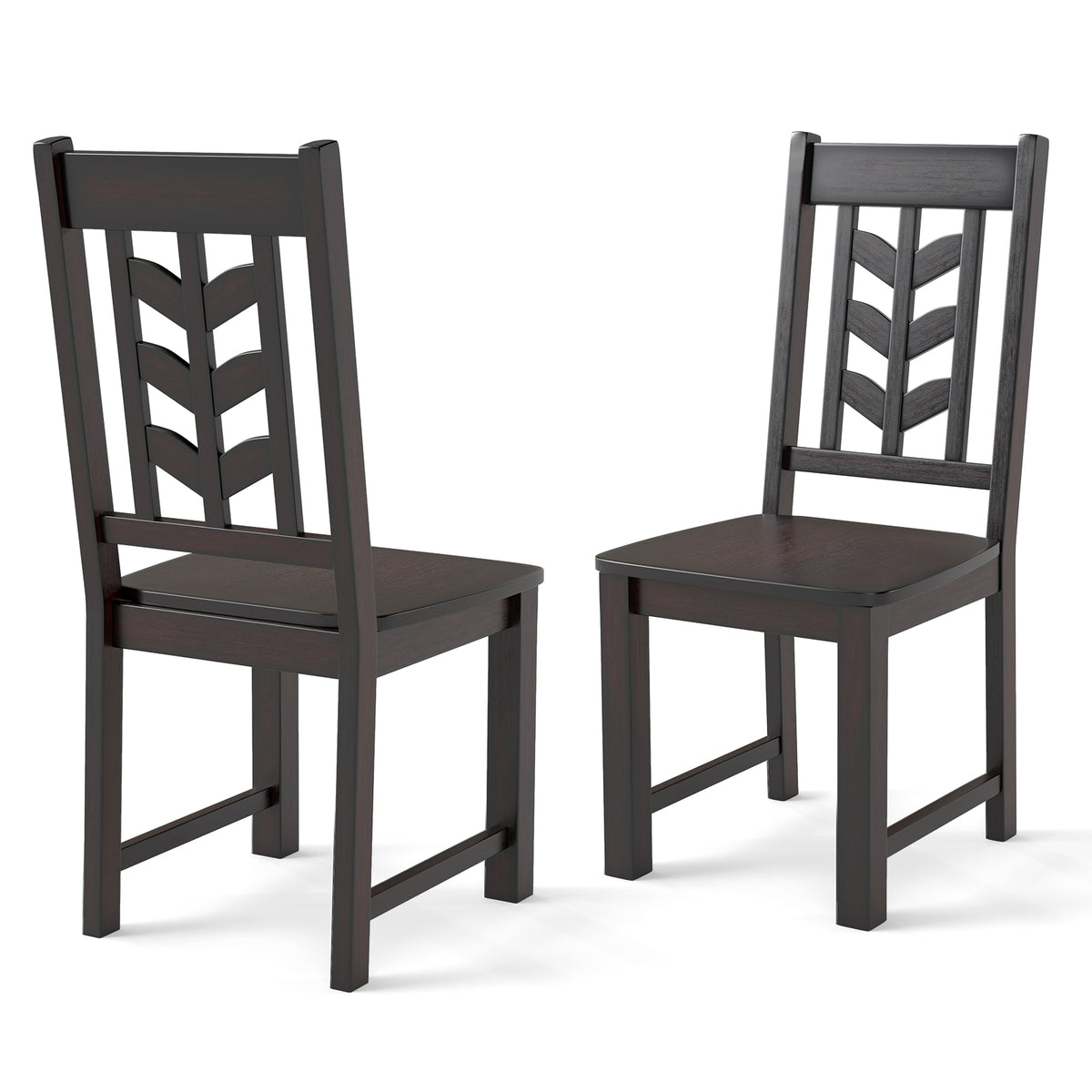 Kitchen Side Dining Chair Set of 2 with Rubber Wood Frame-Rustic Brown-Dining Chairs-DECOROLALA