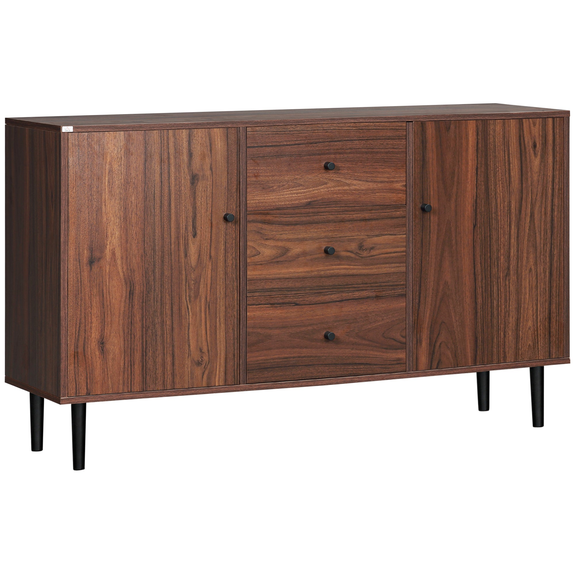 Kitchen Sideboard, Buffet Cabinet Rustic Brown with 2 Cupboards, 3 Drawers, Adjustable Shelves-DECOROLALA