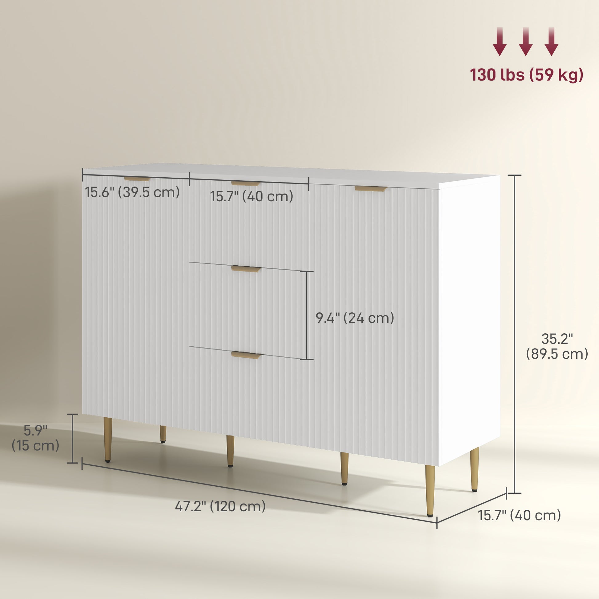Kitchen Storage Cabinet - White 47.2"-DECOROLALA