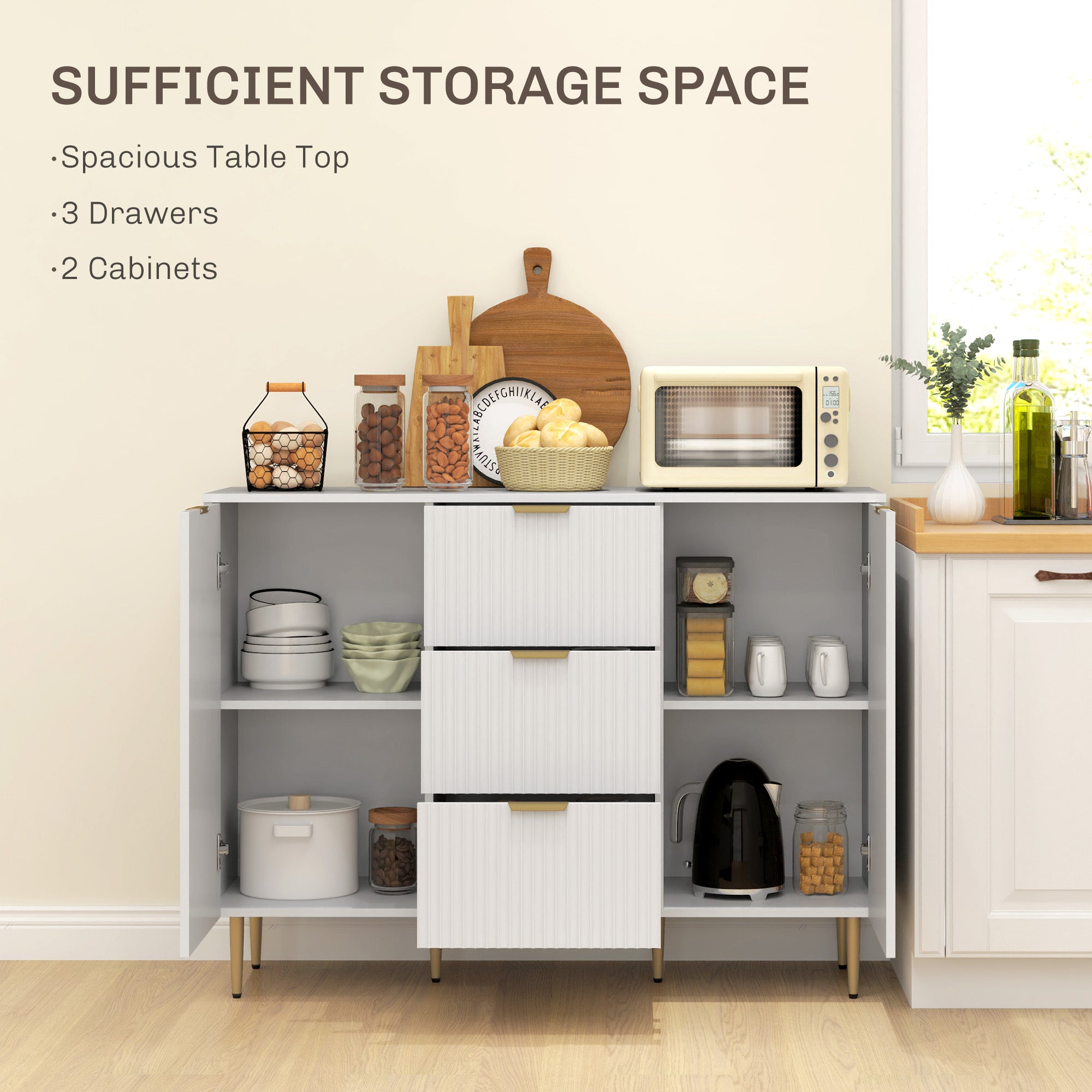 Kitchen Storage Cabinet - White 47.2"-DECOROLALA