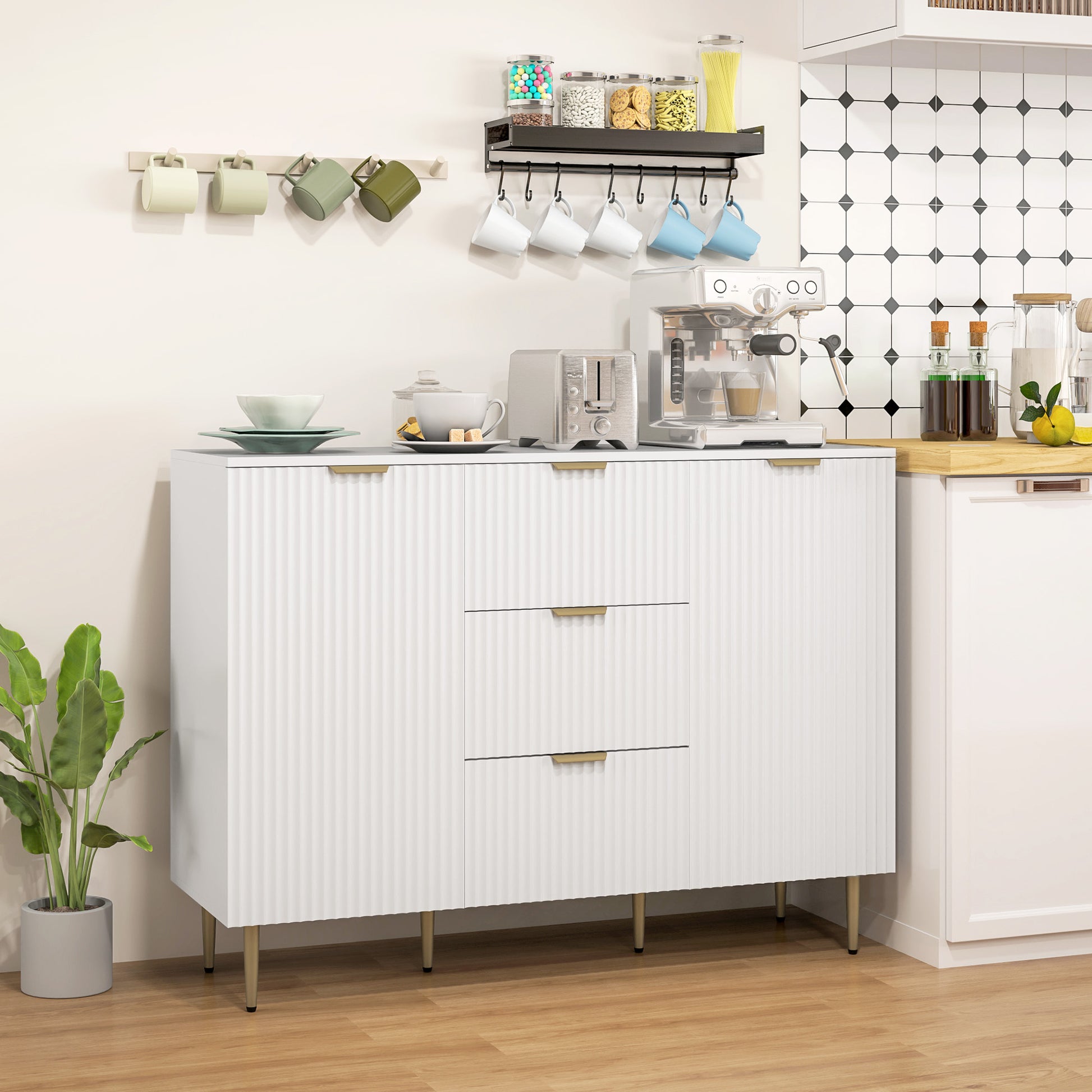 Kitchen Storage Cabinet - White 47.2"-DECOROLALA