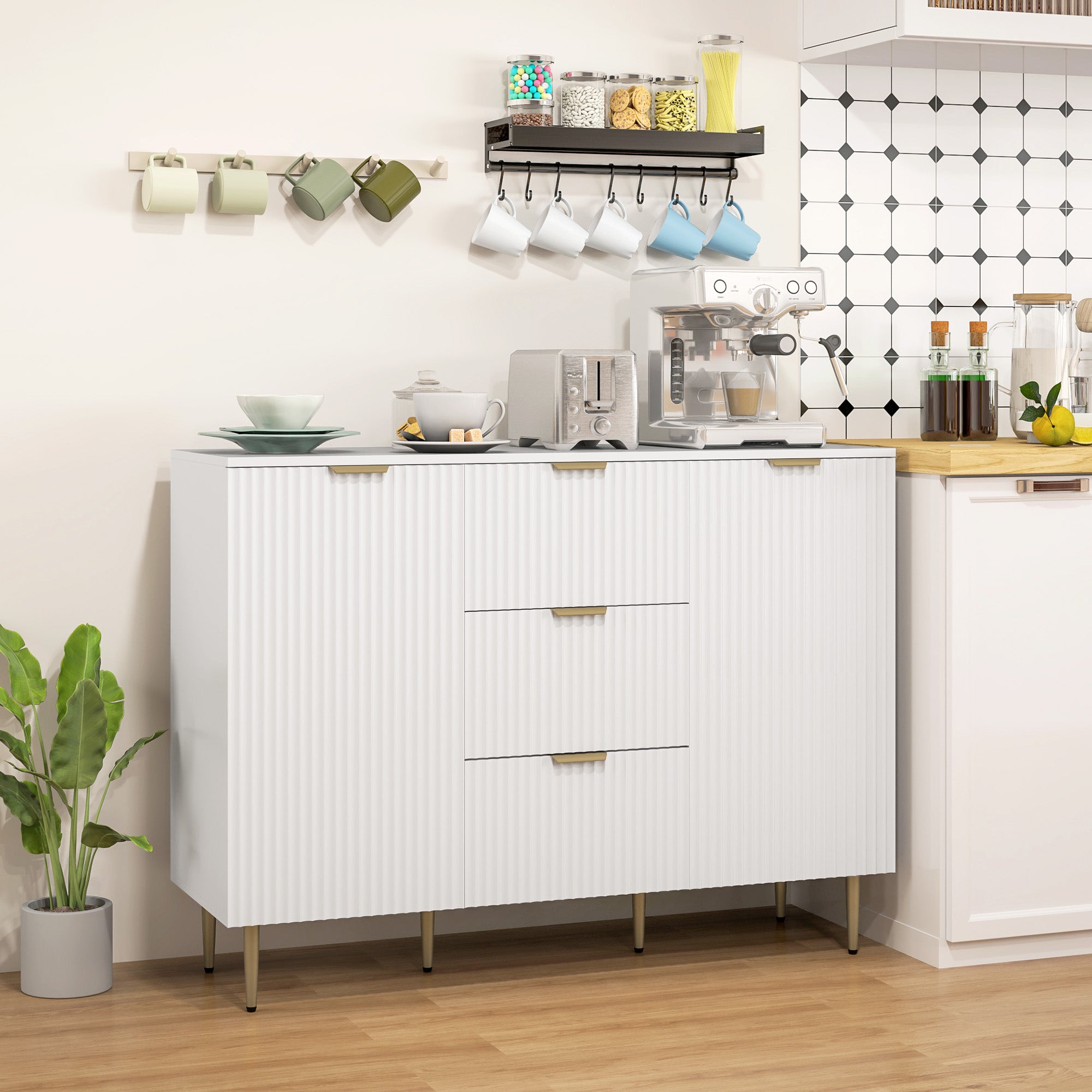 Kitchen Storage Cabinet - White 47.2"-DECOROLALA
