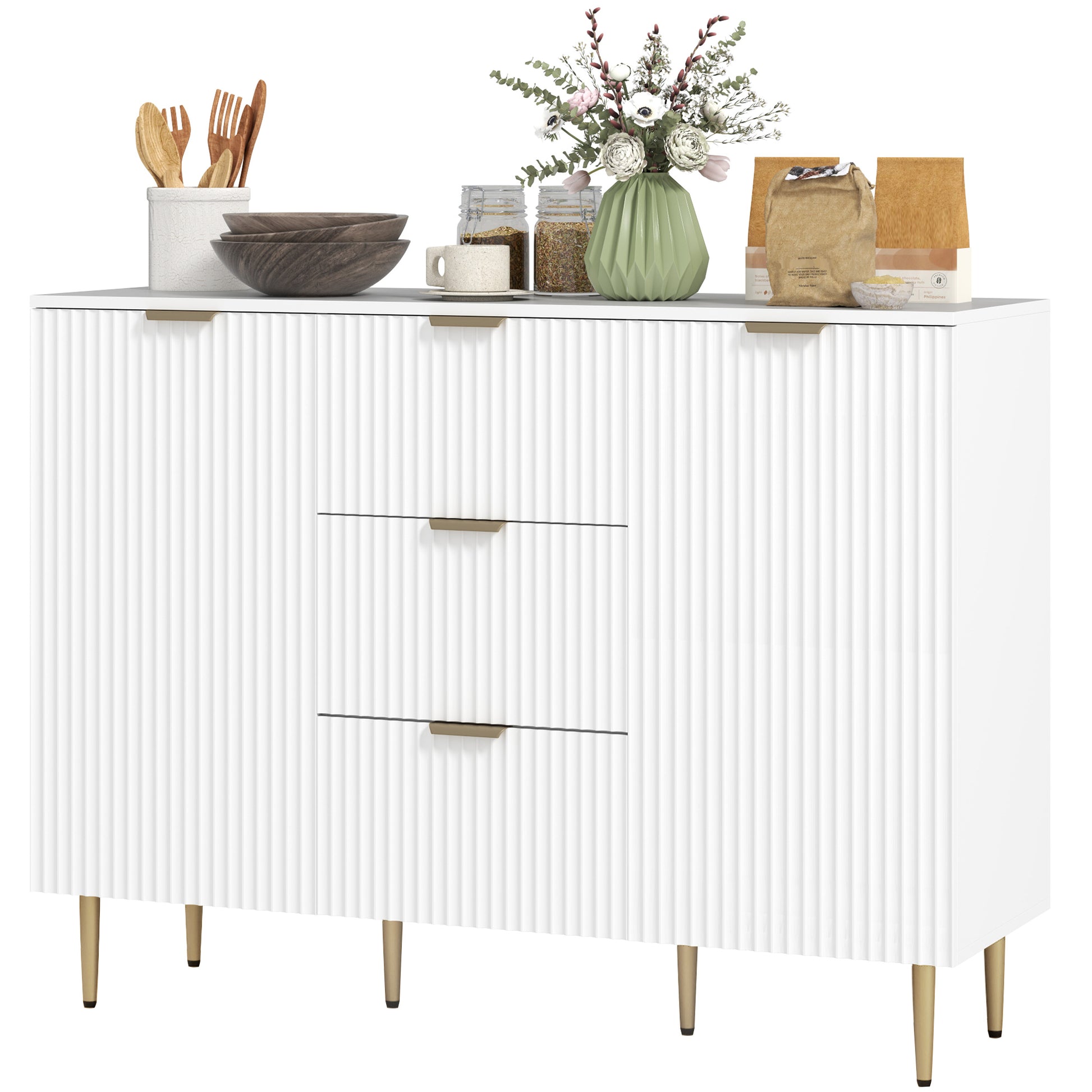 Kitchen Storage Cabinet - White 47.2"-DECOROLALA