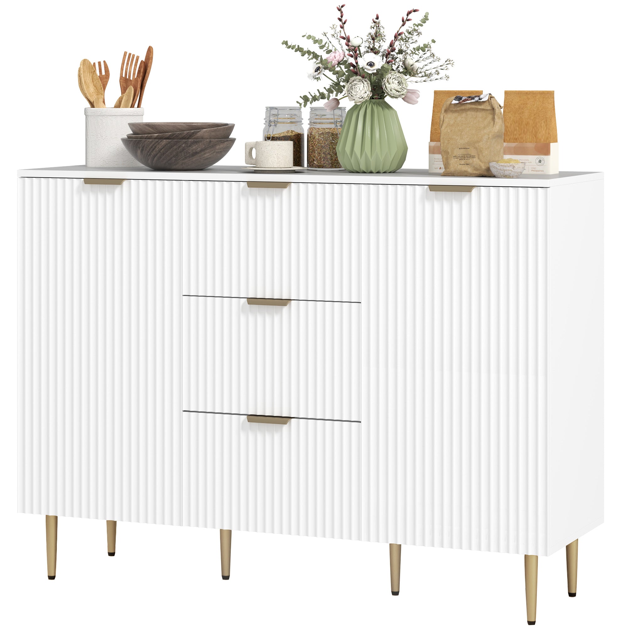Kitchen Storage Cabinet - White 47.2"-DECOROLALA