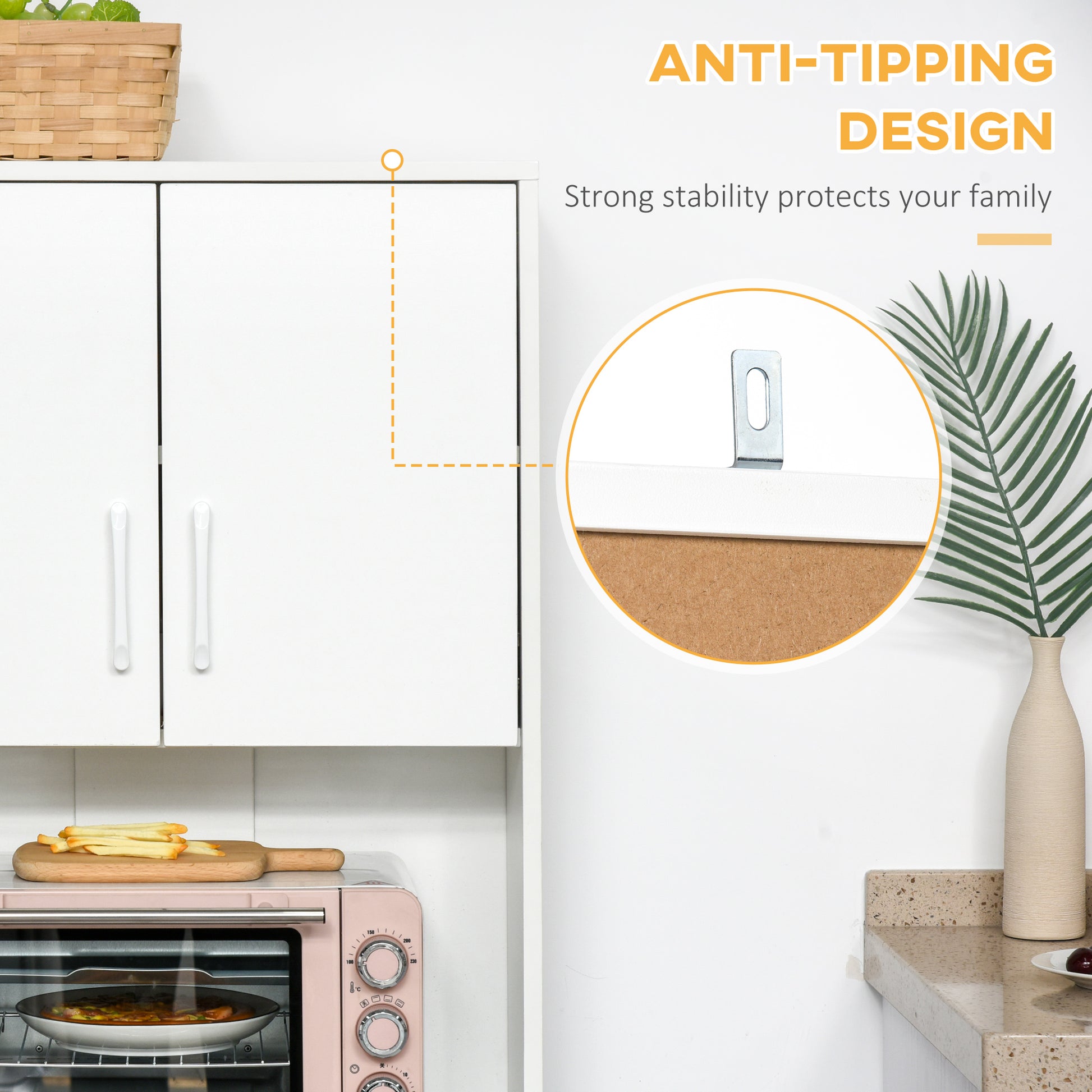 Kitchen Storage Cabinet White 63"-DECOROLALA