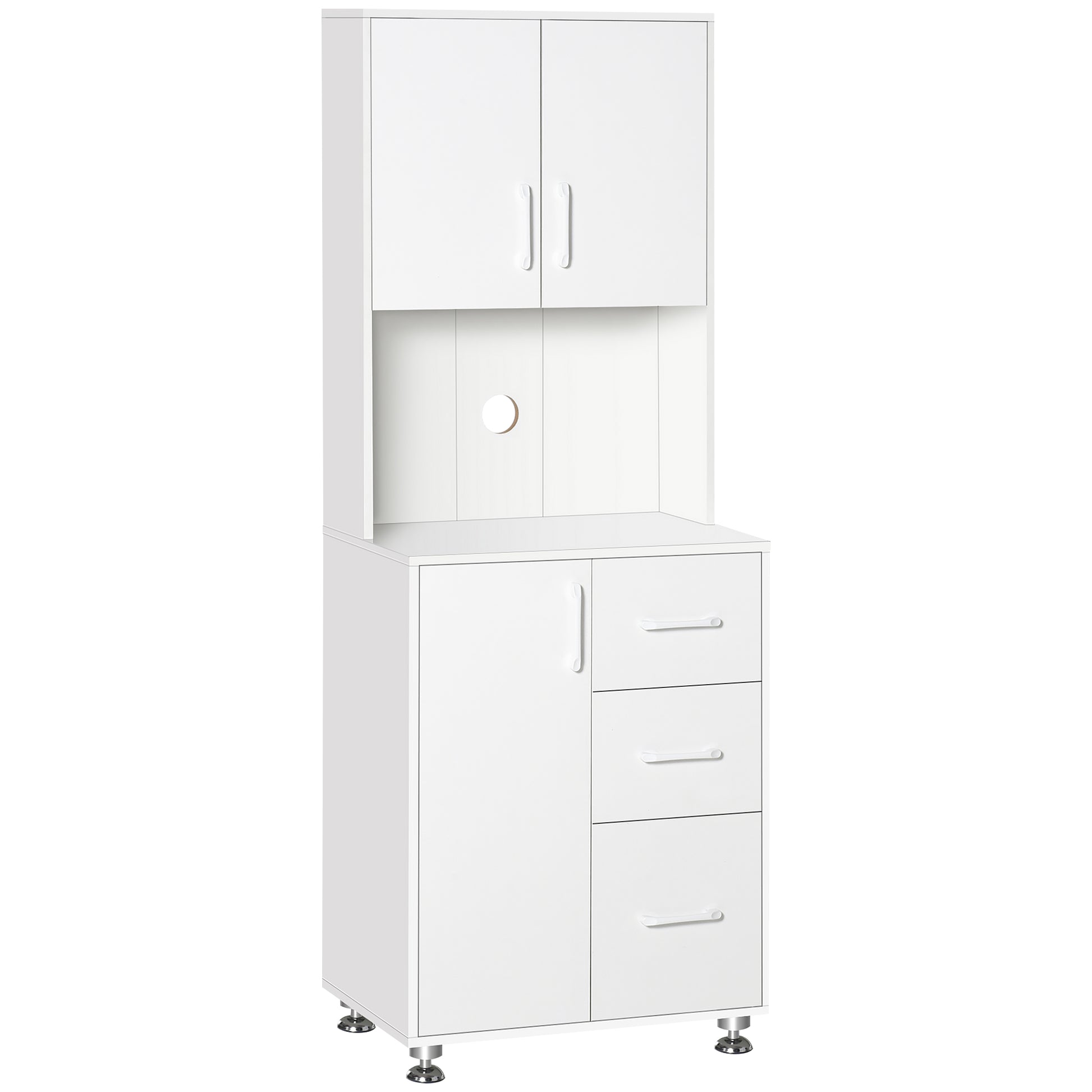 Kitchen Storage Cabinet White 63"-DECOROLALA