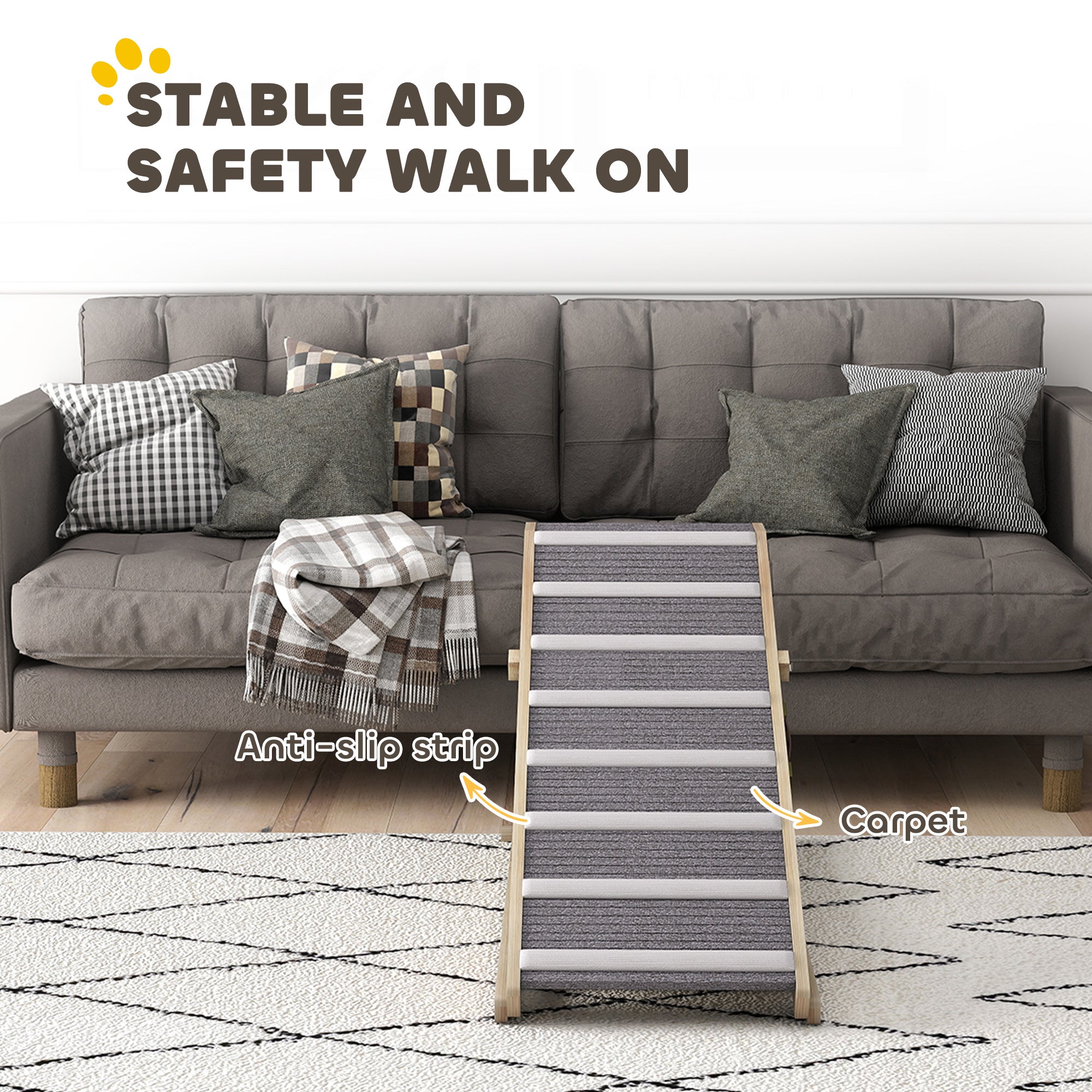 Dog Ramp for Couch, Foldable Pet Ramp for Small to Large Dog, 4 Adjustable Height from16" to 23.5"