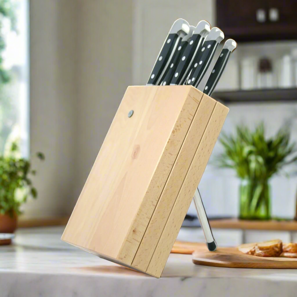 Knife Block Holder - Milly Beech Wood - (Knife not included)-Knife Block-DECOROLALA