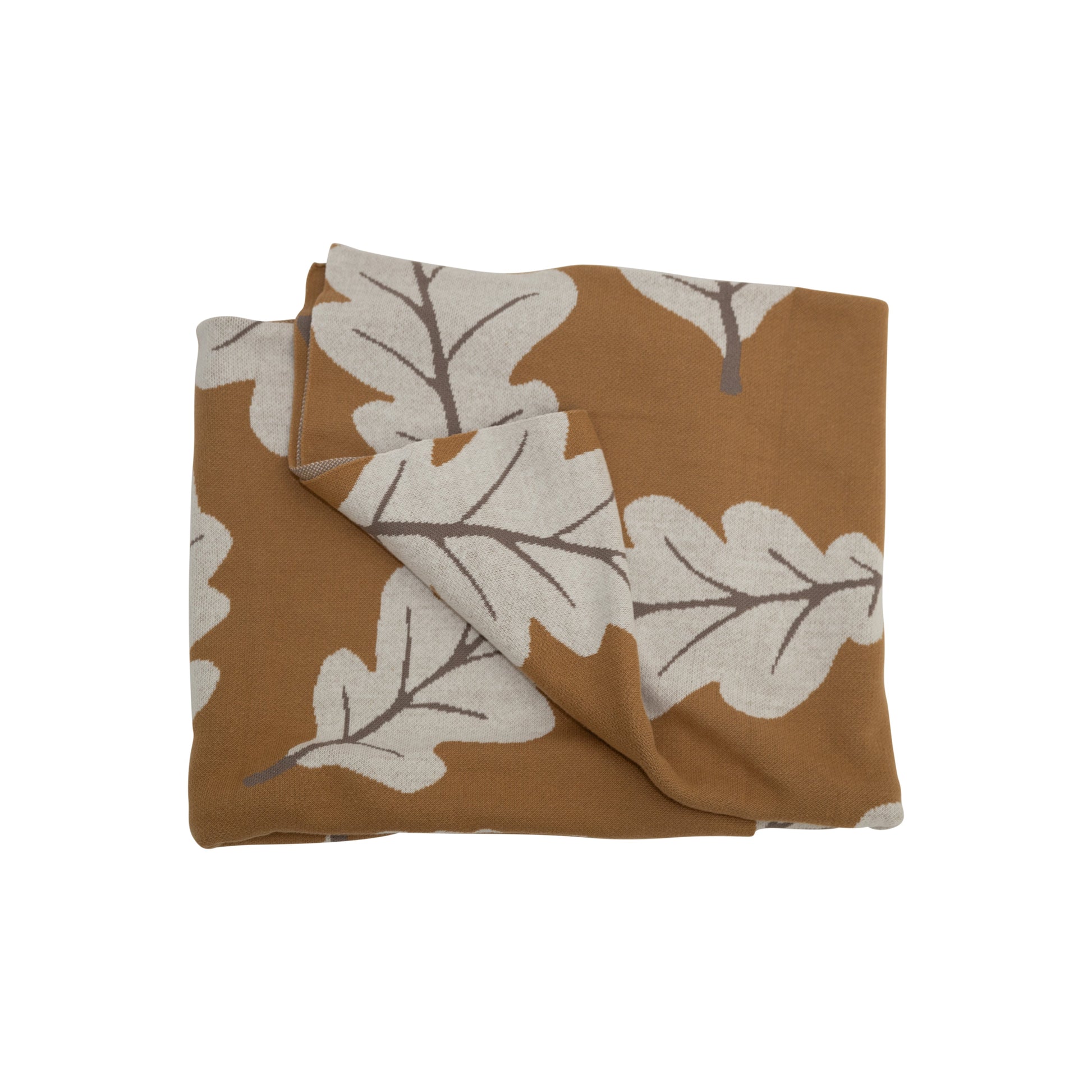 Knit Leaf Design Throw Blanket-Throw Blankets-DECOROLALA