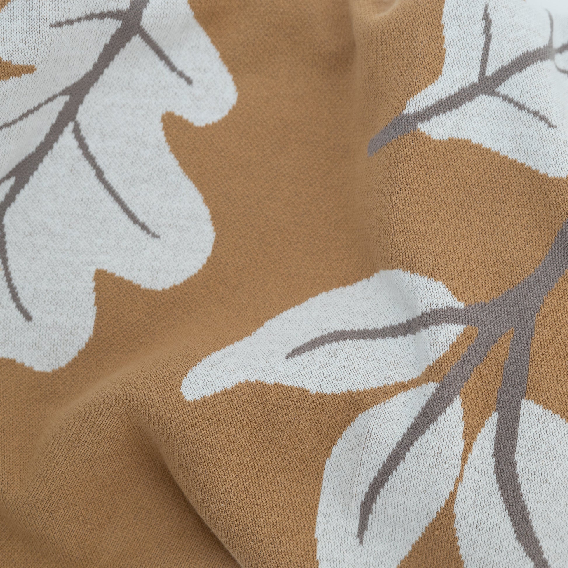 Knit Leaf Design Throw Blanket-Throw Blankets-DECOROLALA