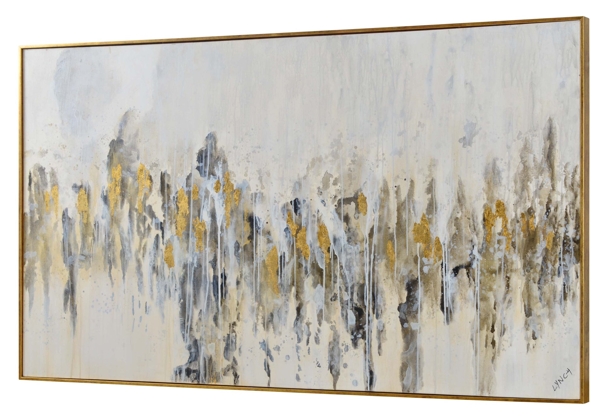 Kobi 40" Wide Canvas Art, Gold-Canvas Art-DECOROLALA