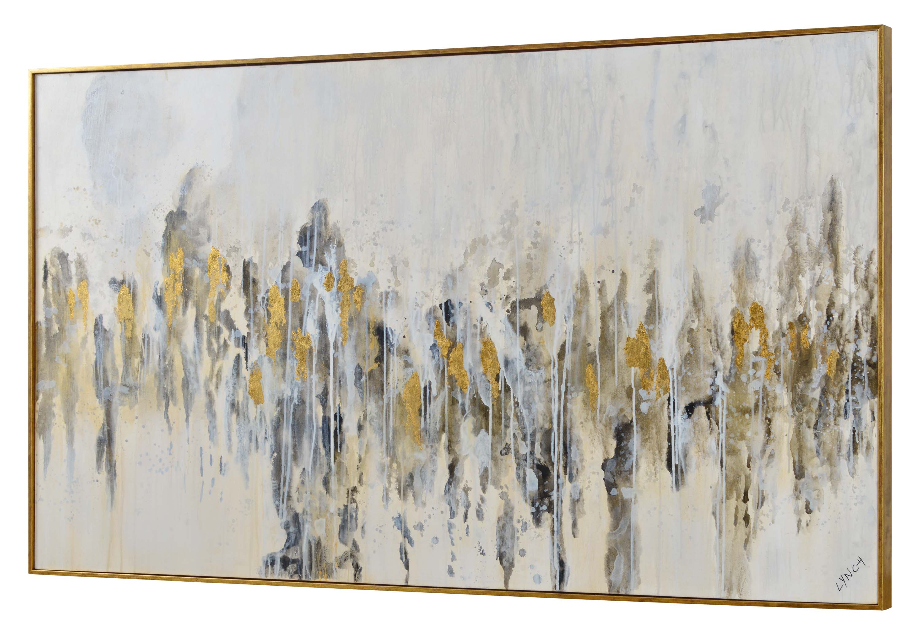 Kobi 40" Wide Canvas Art, Gold-Canvas Art-DECOROLALA