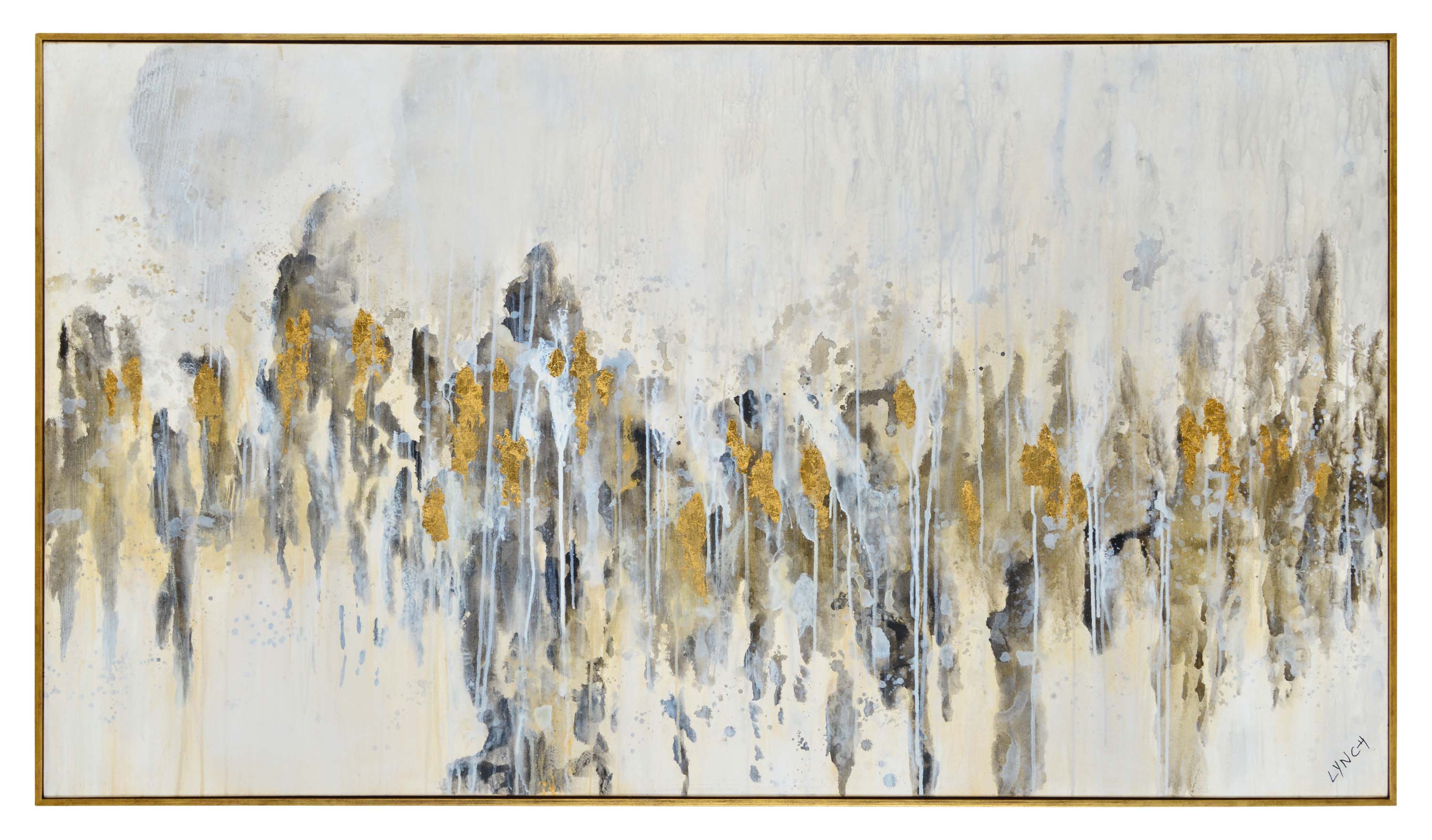 Kobi 40" Wide Canvas Art, Gold-Canvas Art-DECOROLALA