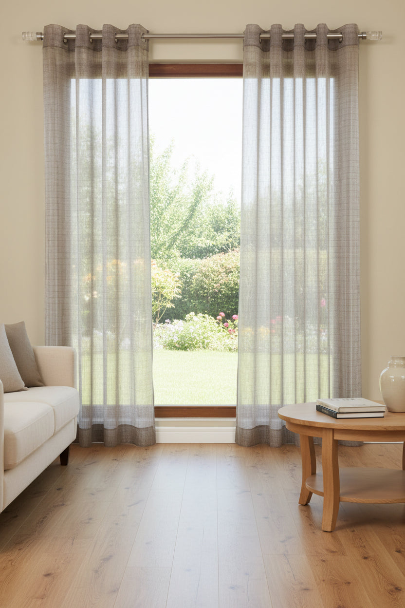 Koby Jacquard Sheer Grommet Curtain-Curtains-DECOROLALA
