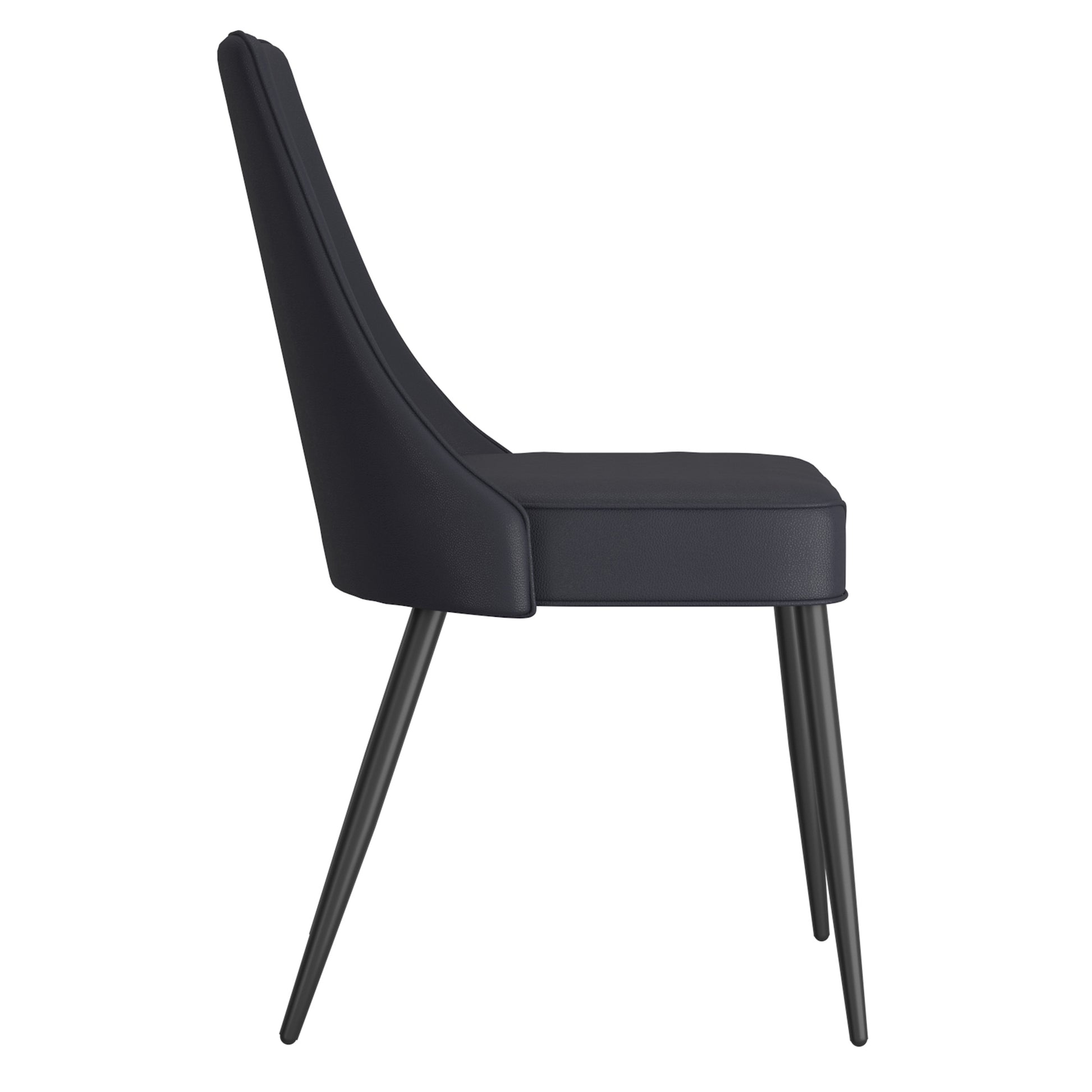 Koda Modern Dining Side Chair - Black PU Leather A-Line Legs-DECOROLALA