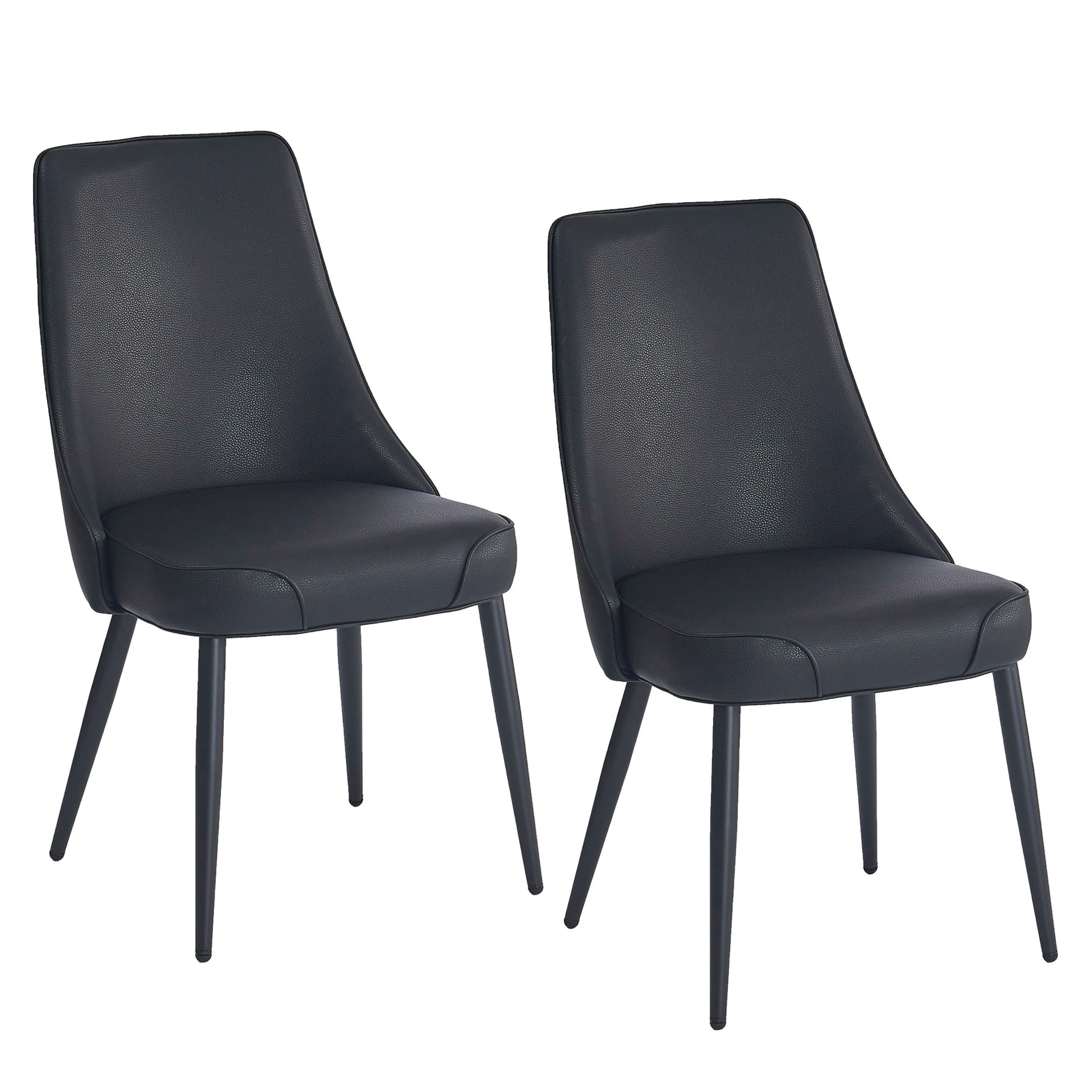 Koda Modern Dining Side Chair - Black PU Leather A-Line Legs-DECOROLALA