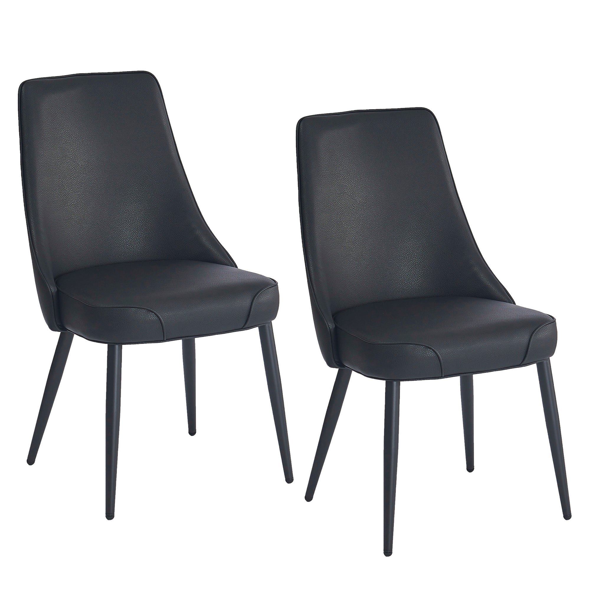 Koda Modern Dining Side Chair - Black PU Leather A-Line Legs-DECOROLALA