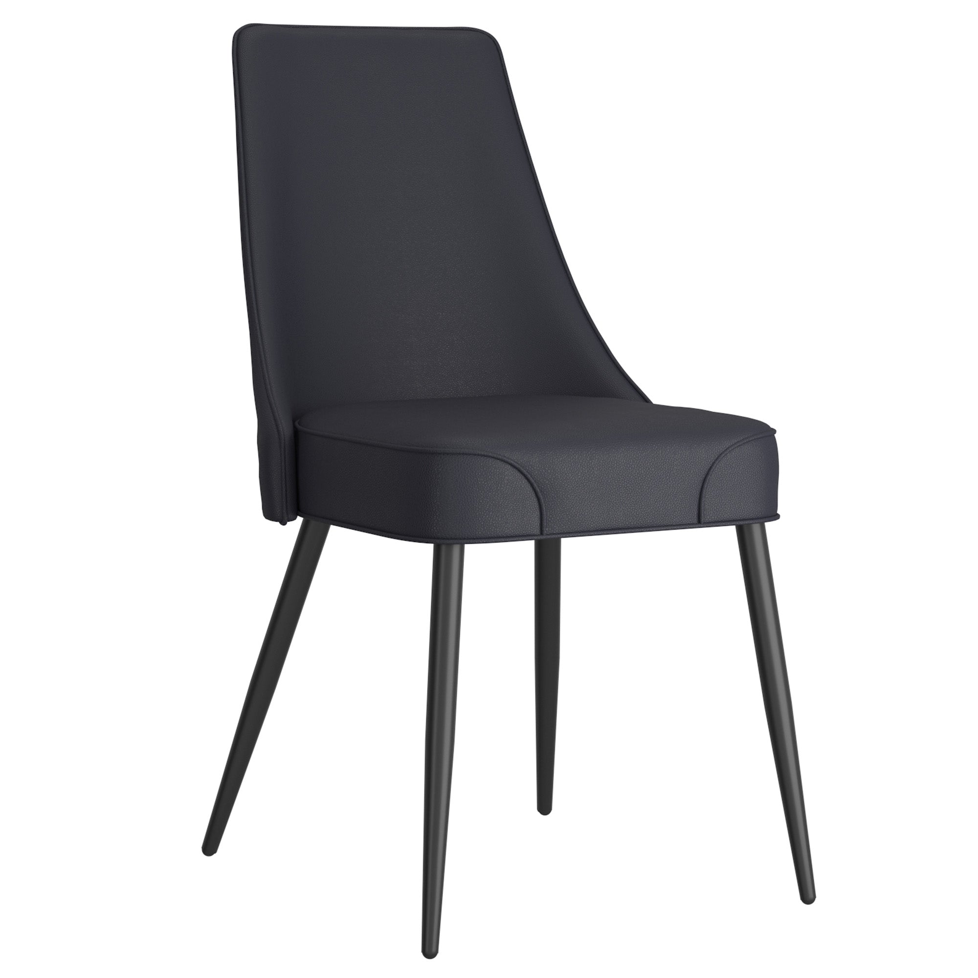 Koda Modern Dining Side Chair - Black PU Leather A-Line Legs-DECOROLALA